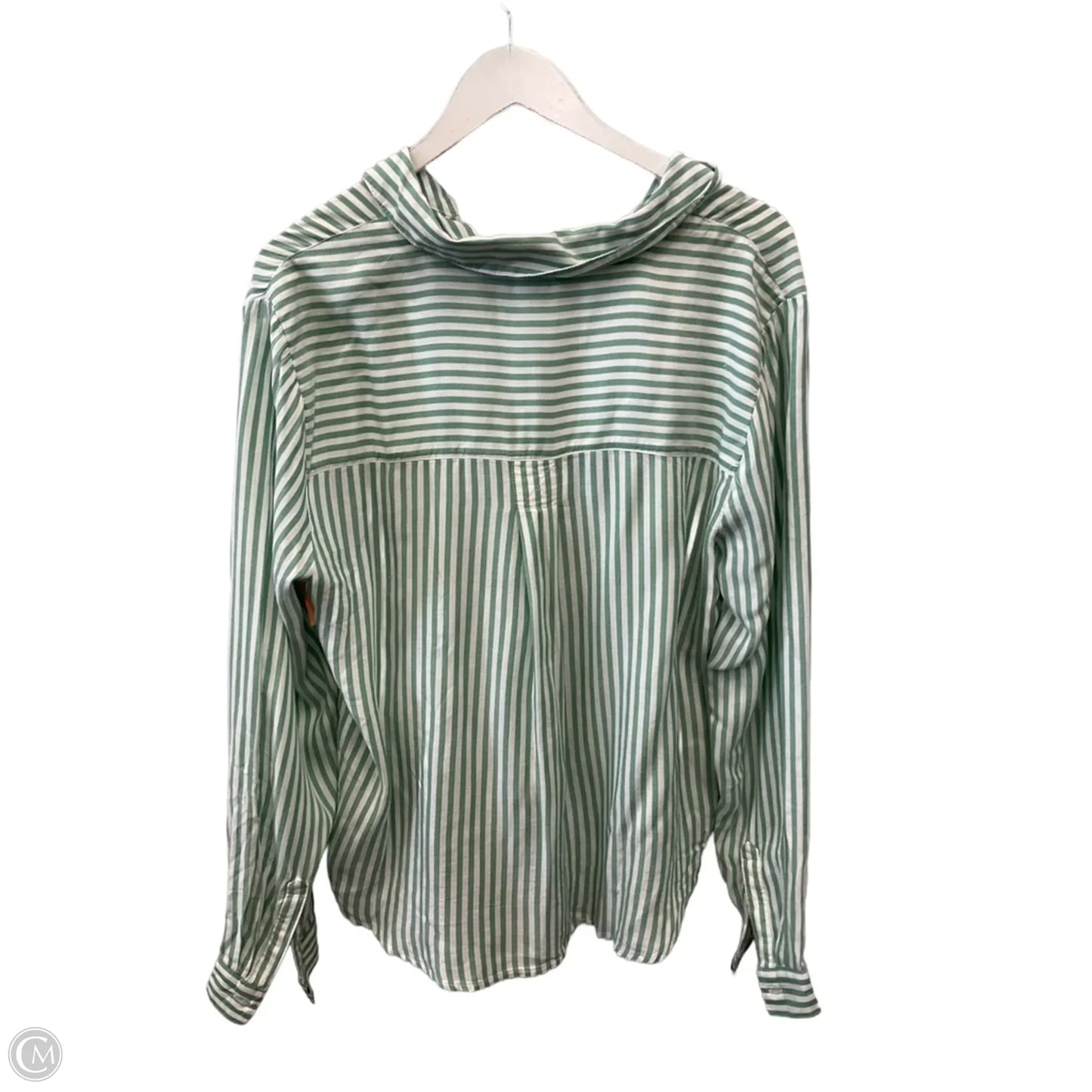 Top Long Sleeve By Beachlunchlounge In Green & White, Size: L