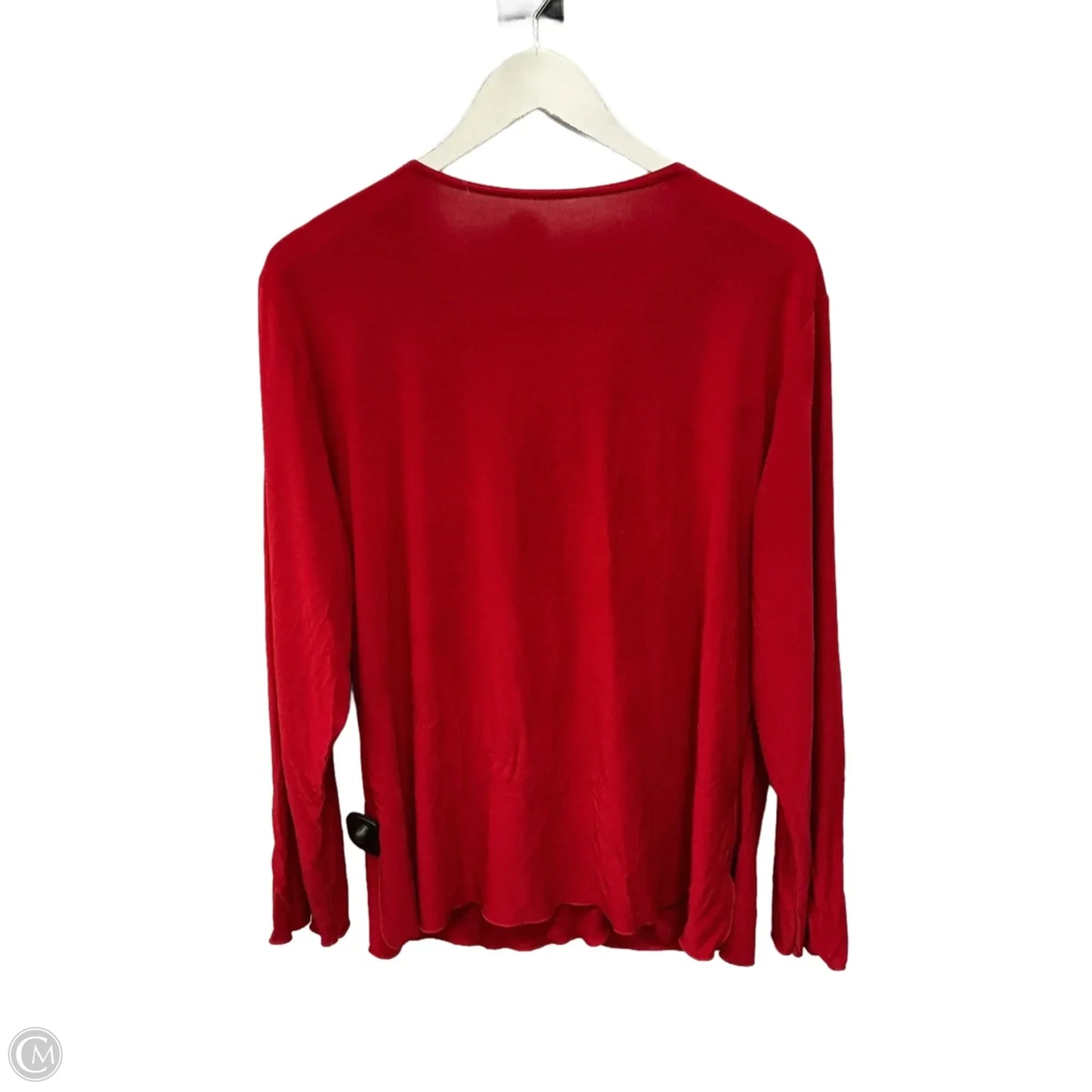Top Long Sleeve By Amanda In Red & Silver, Size: 1x