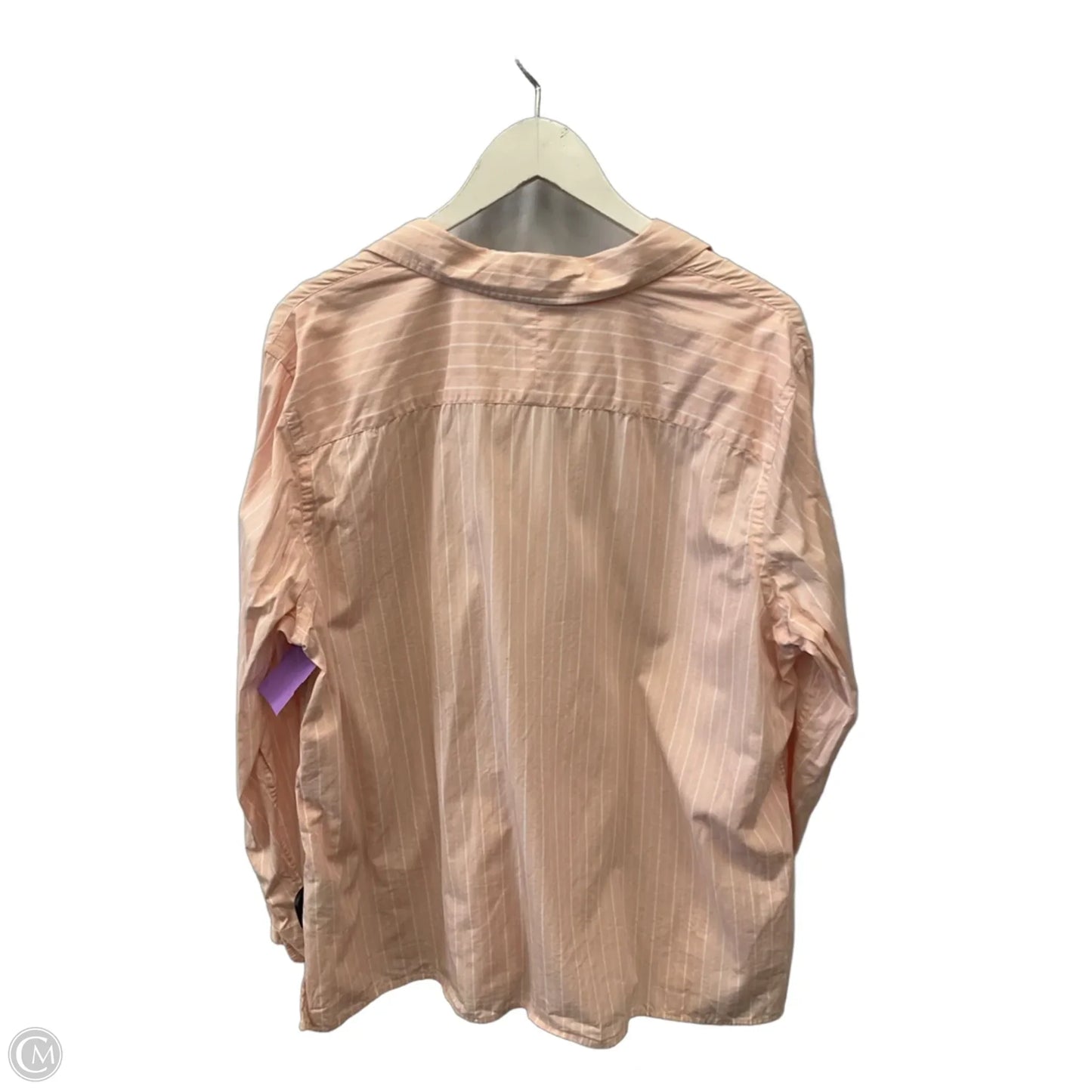 Top Long Sleeve By Chaps In Pink & White, Size: 2x
