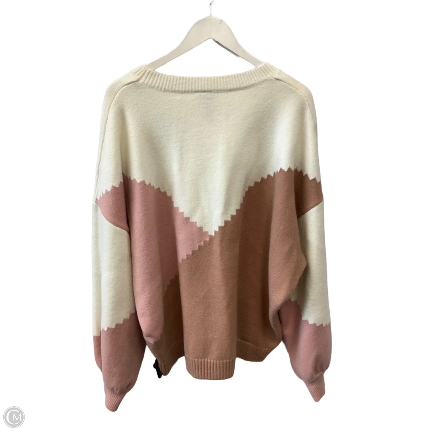 Sweater By Grace + Karma In Cream & Pink, Size: 3x