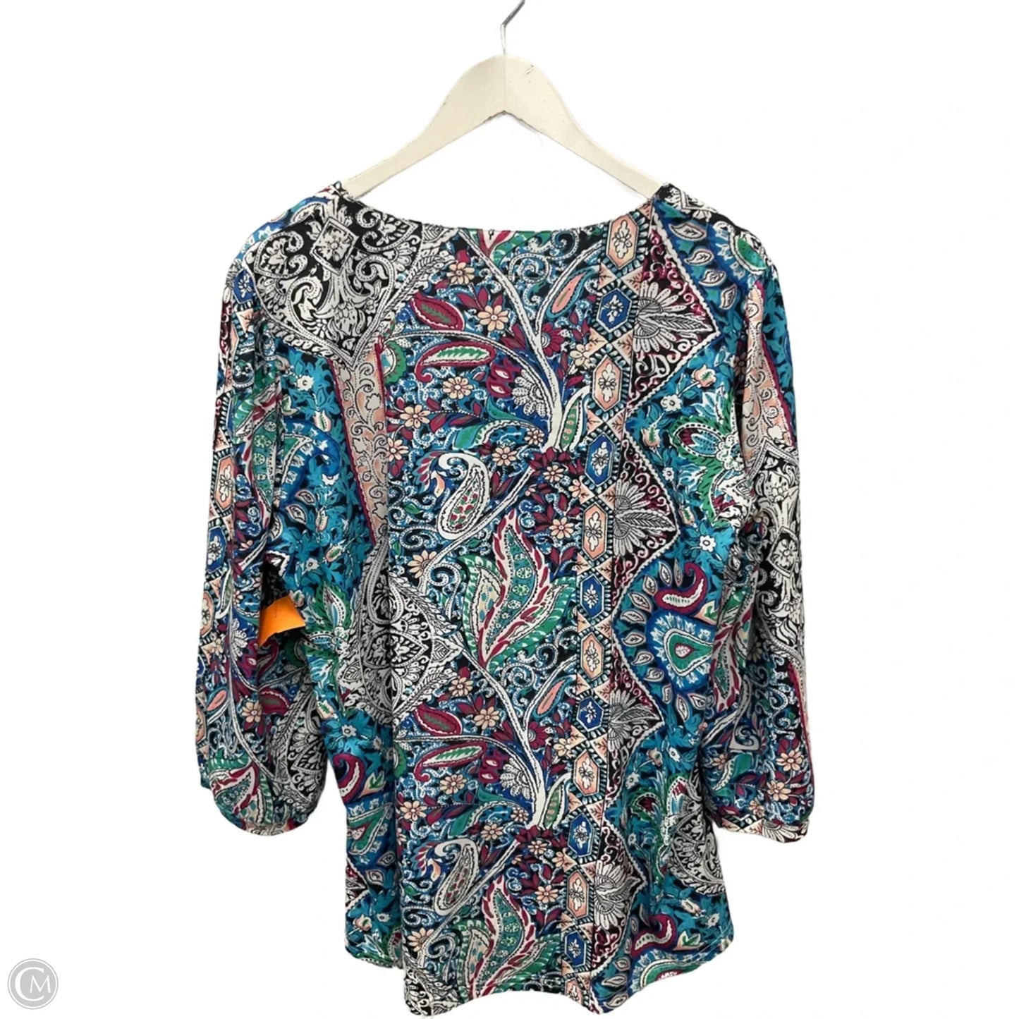 Top 3/4 Sleeve Basic By Clothes Mentor In Blue & Green, Size: Xxl