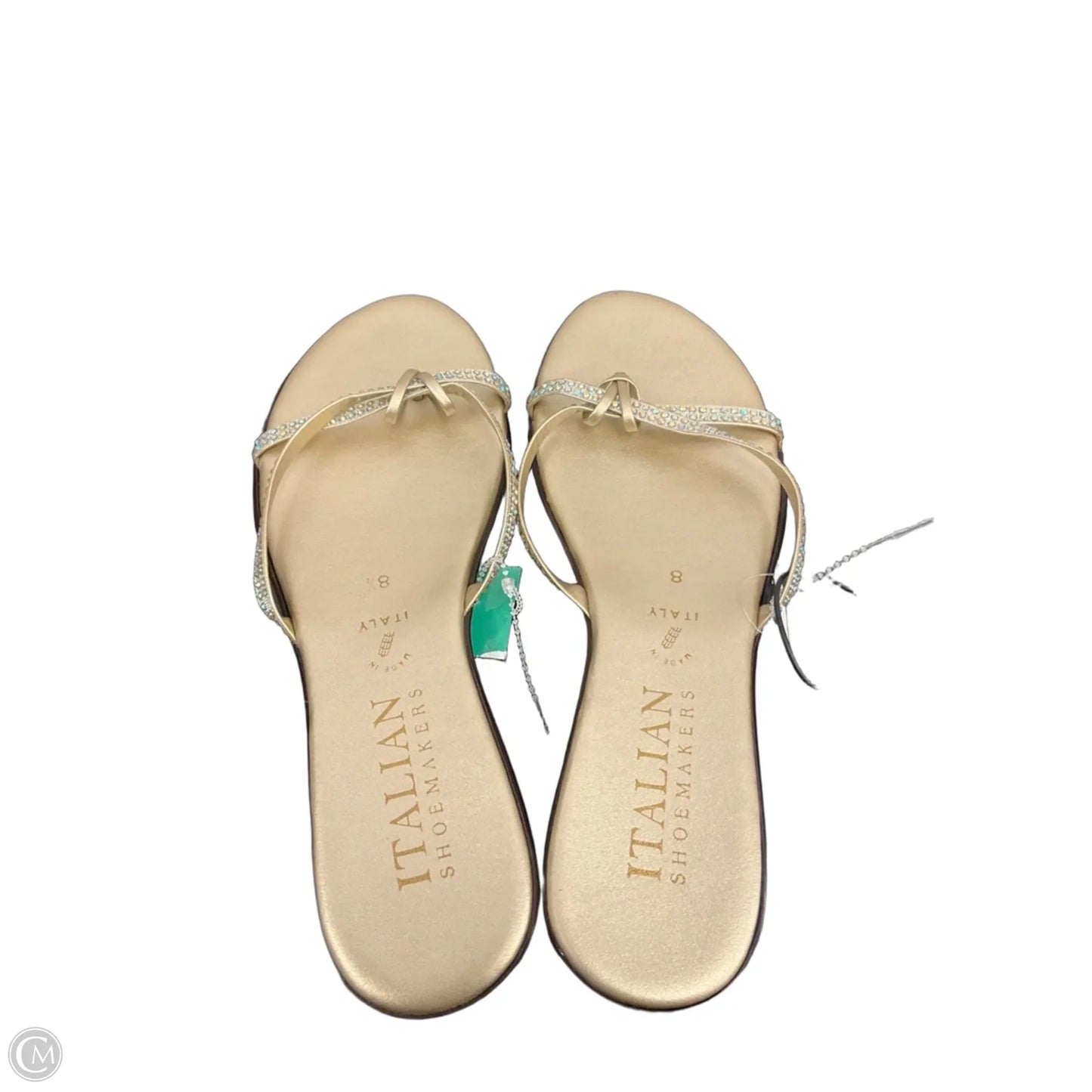 Sandals Flip Flops By Italian Shoemakers In Gold, Size: 8