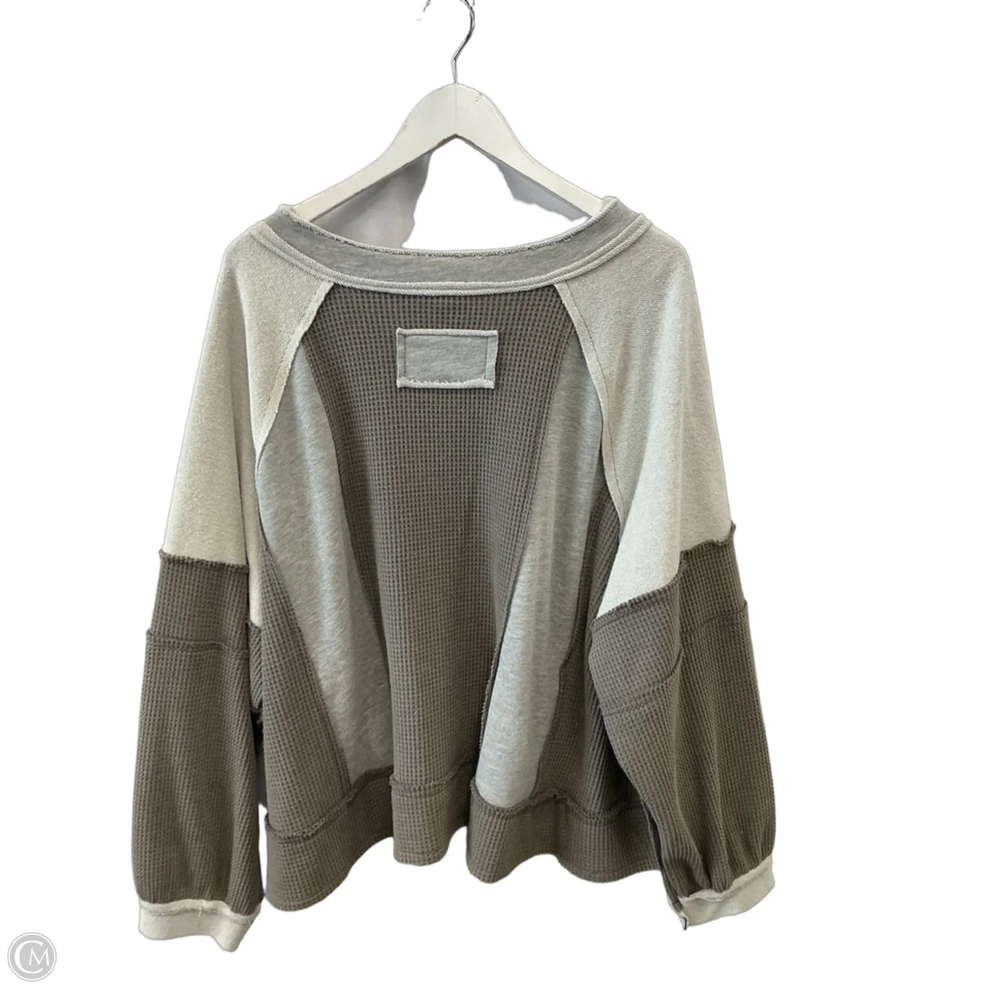 Top Long Sleeve By Pol In Green & Grey, Size: L