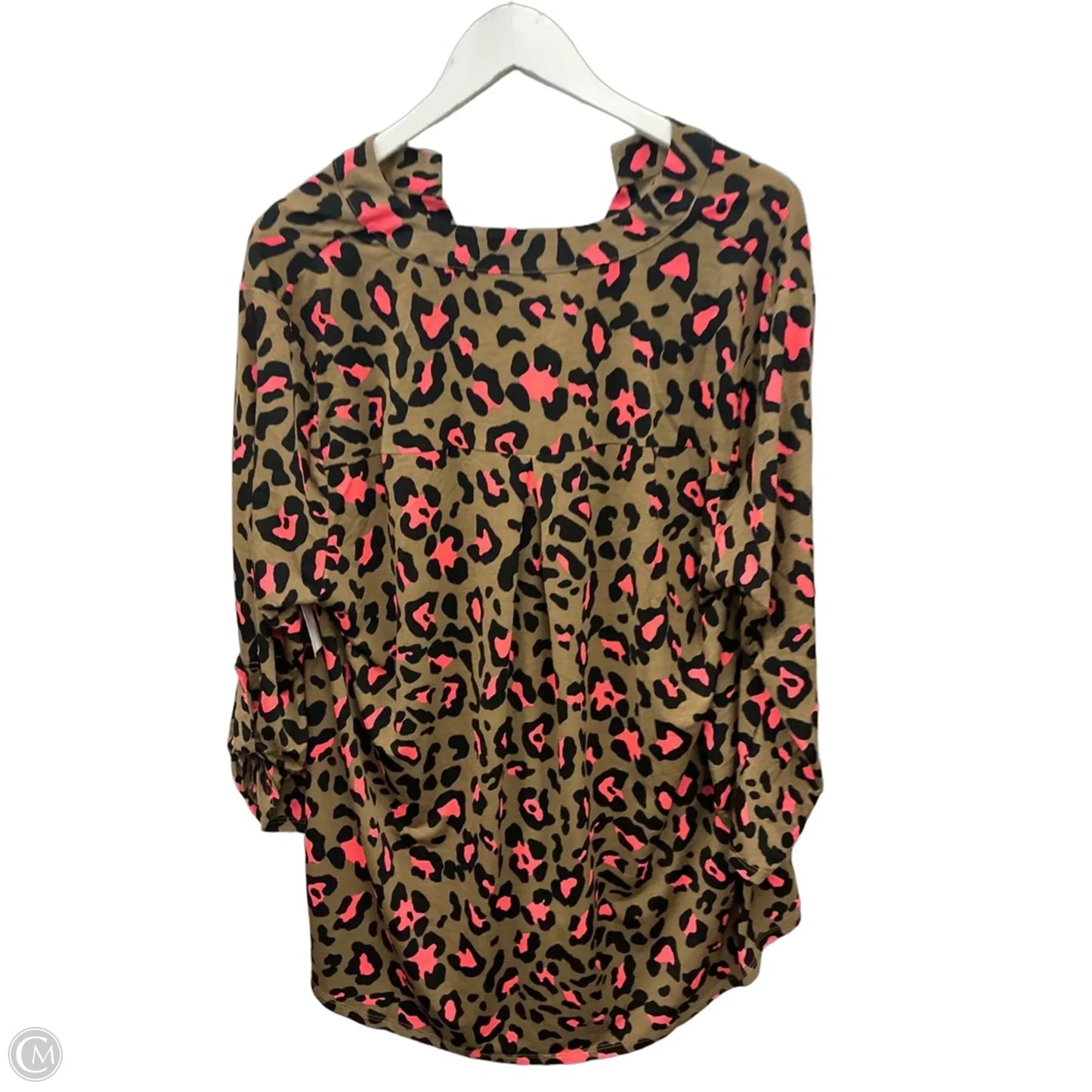 Top 3/4 Sleeve By Dear Scarlett In Green & Pink, Size: 2x