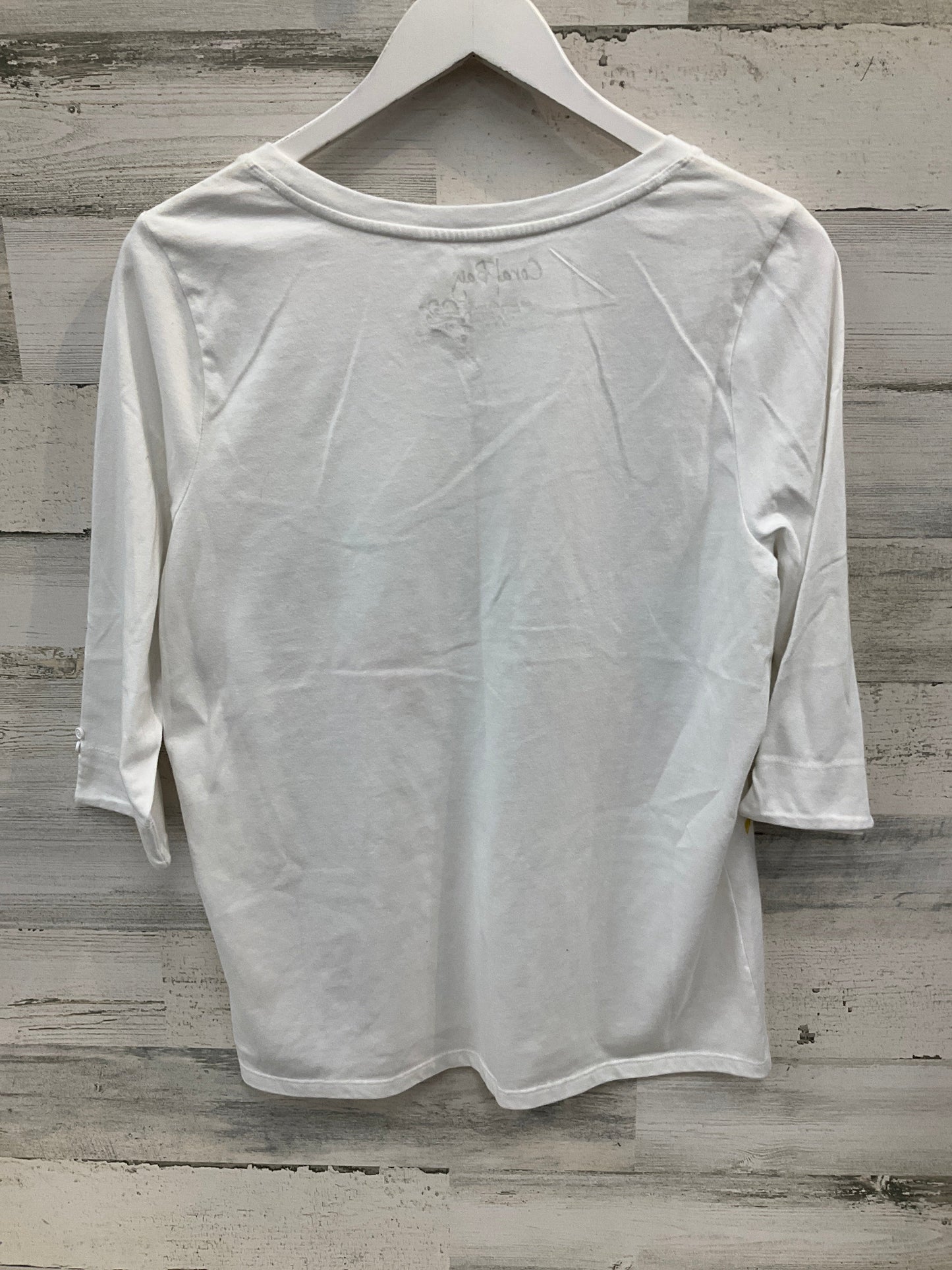 Top 3/4 Sleeve By Coral Bay In White, Size: L