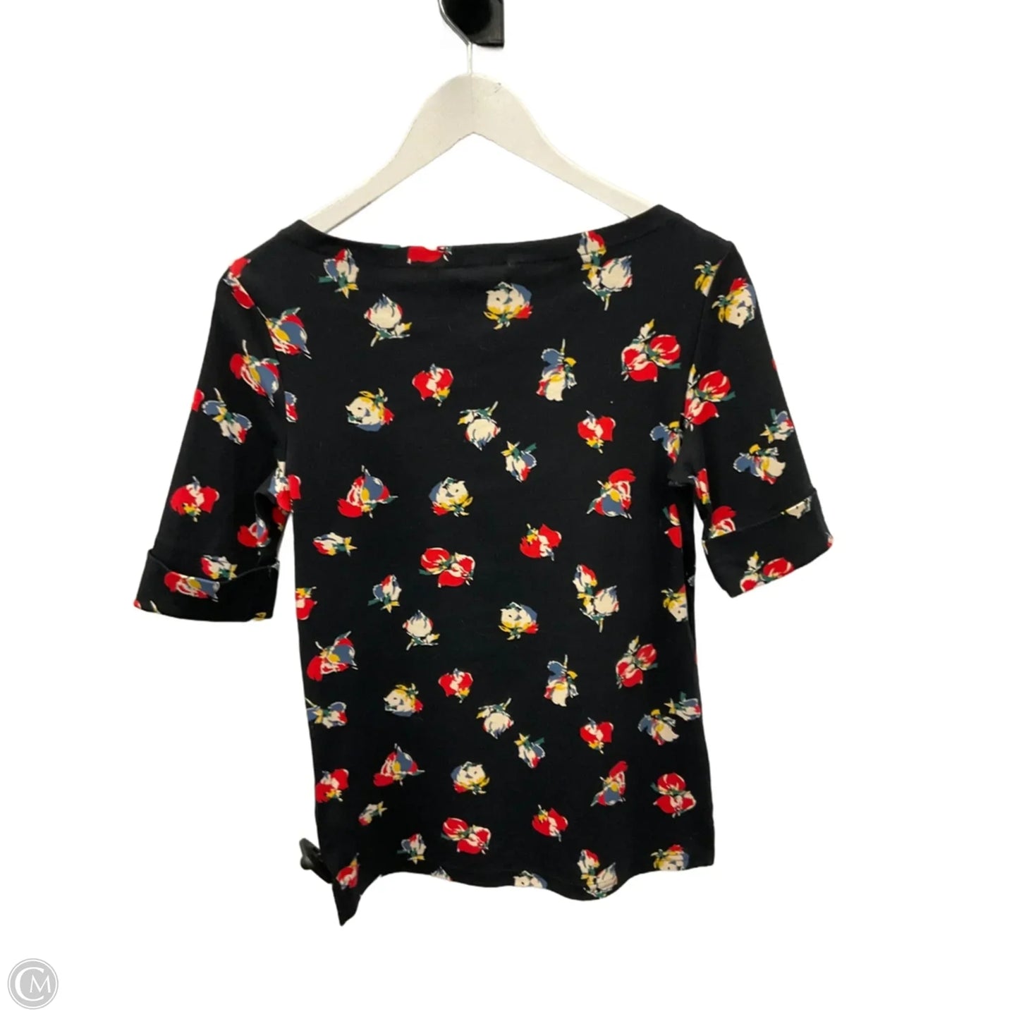 Top Short Sleeve By Lauren By Ralph Lauren In Black & Red, Size: M