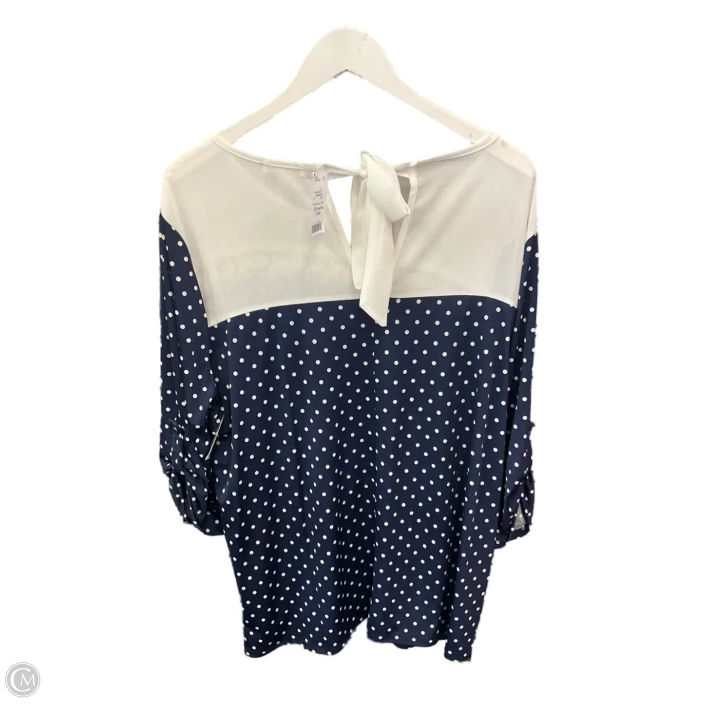Top 3/4 Sleeve By Faith And Joy In Blue & White, Size: 2x
