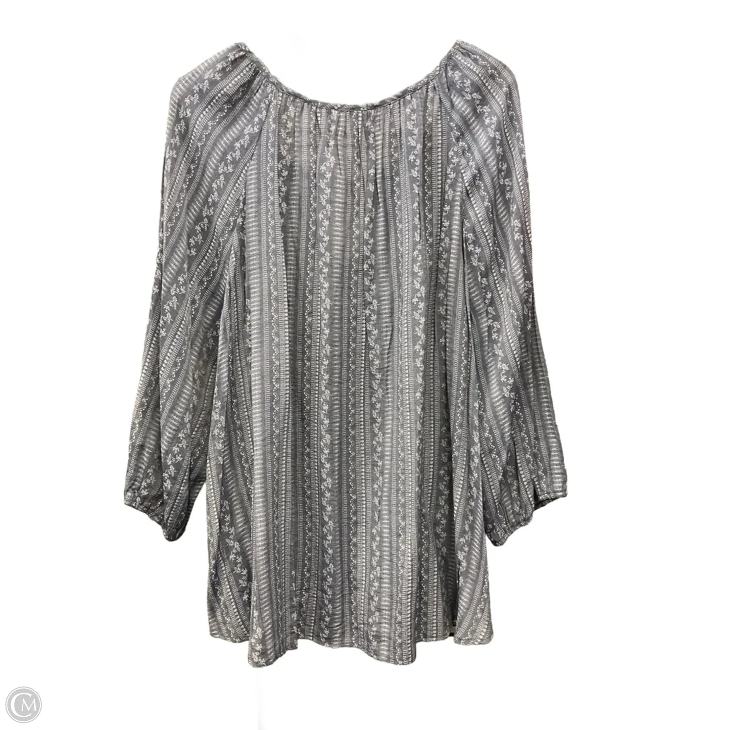 Top 3/4 Sleeve By Como Sport In Grey, Size: 3x