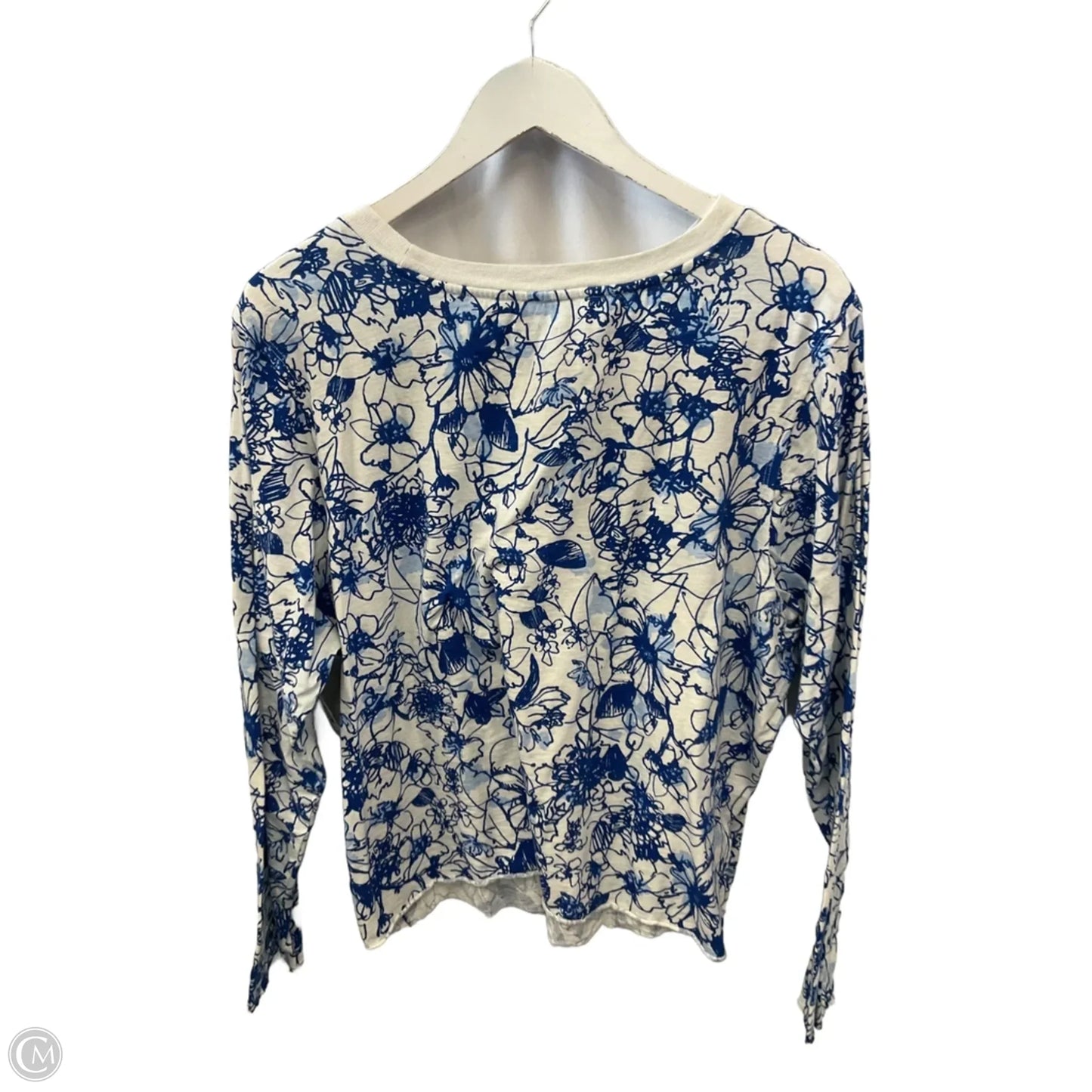 Top Long Sleeve By Maeve In Blue & White, Size: 1x