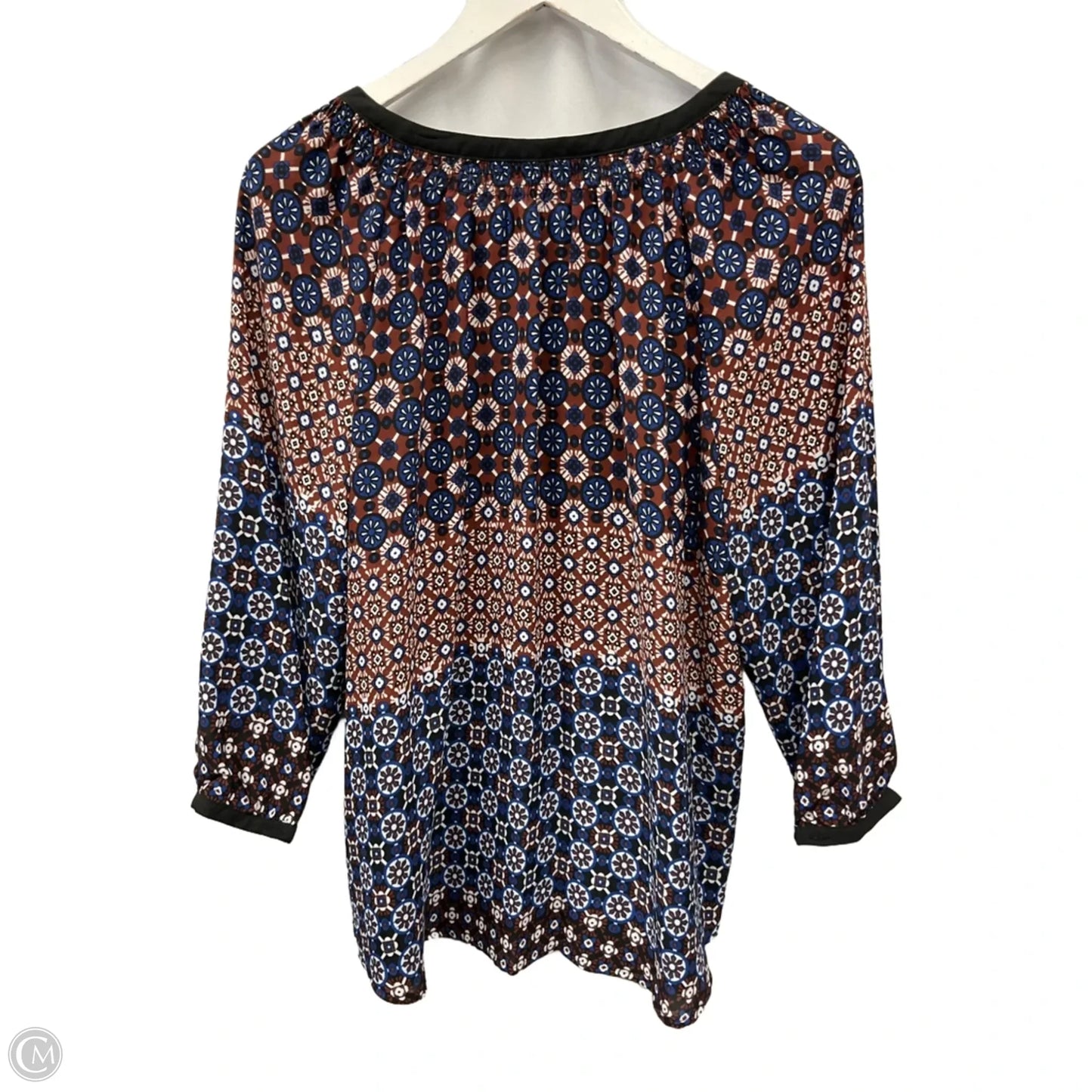 Top 3/4 Sleeve By Zac And Rachel In Blue & Brown, Size: L