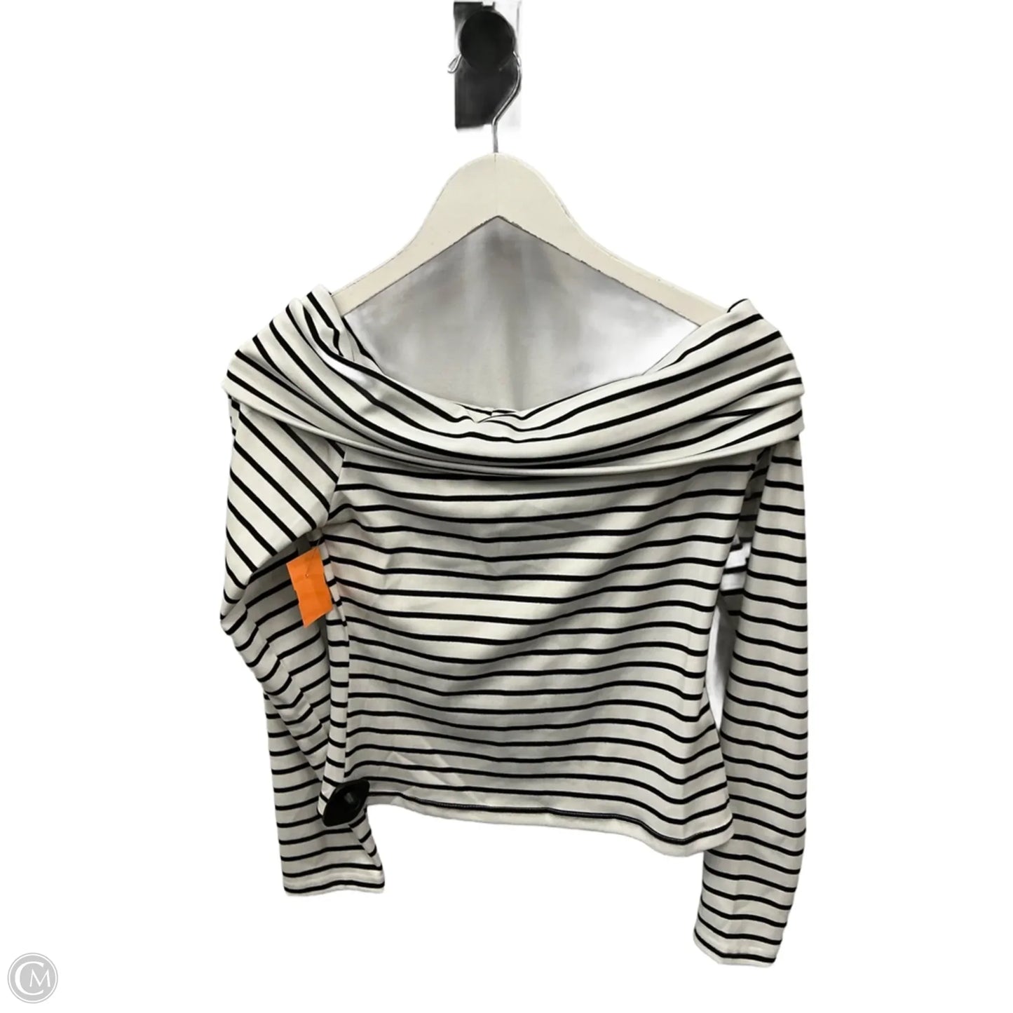 Top Long Sleeve By Cme In Black & White, Size: L