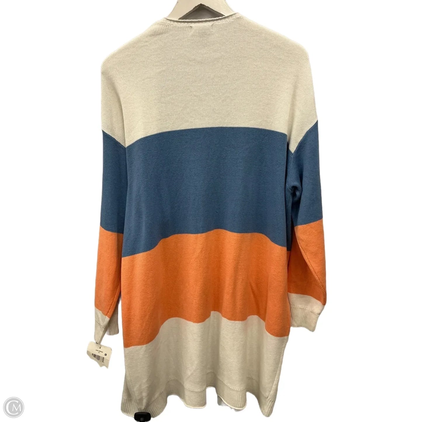 Sweater Cardigan By Falls Creek In Blue & White, Size: 2x