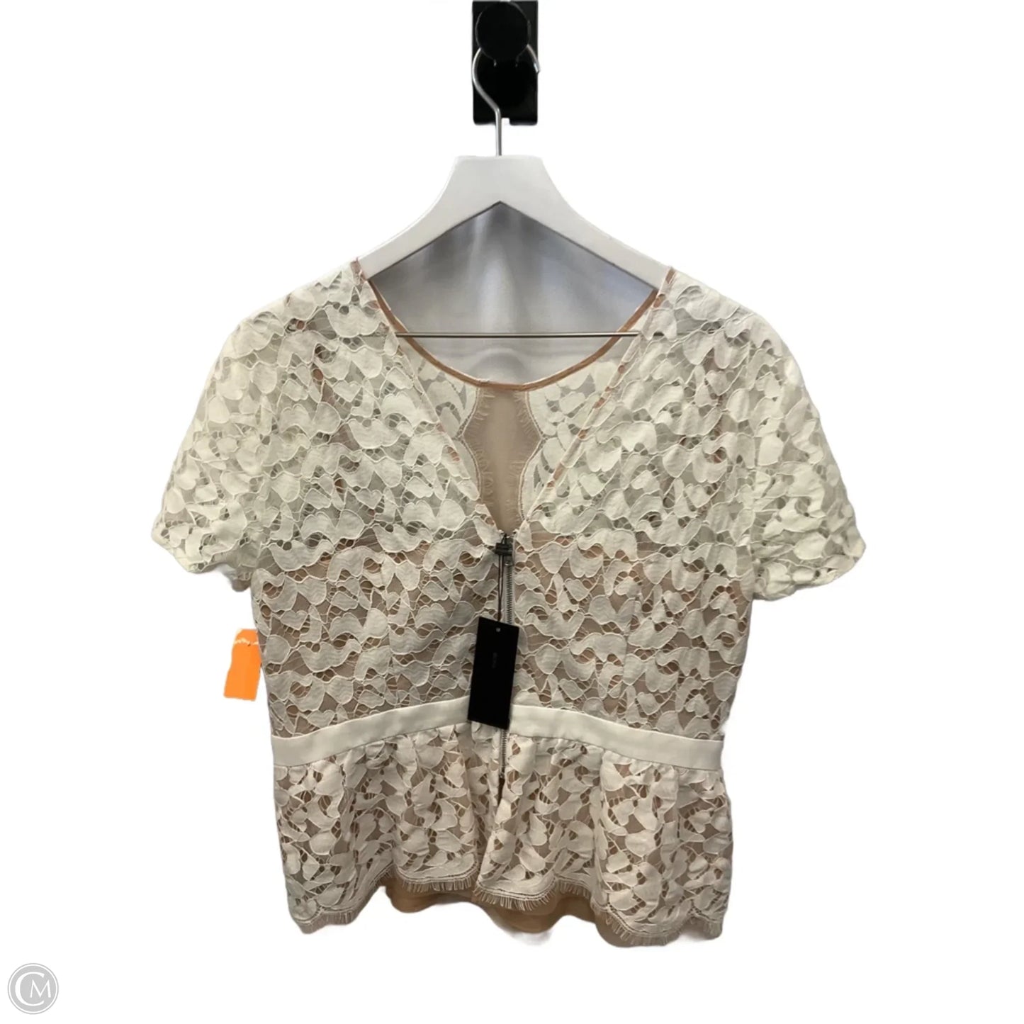 Top Short Sleeve By Bcbgmaxazria In Cream, Size: L