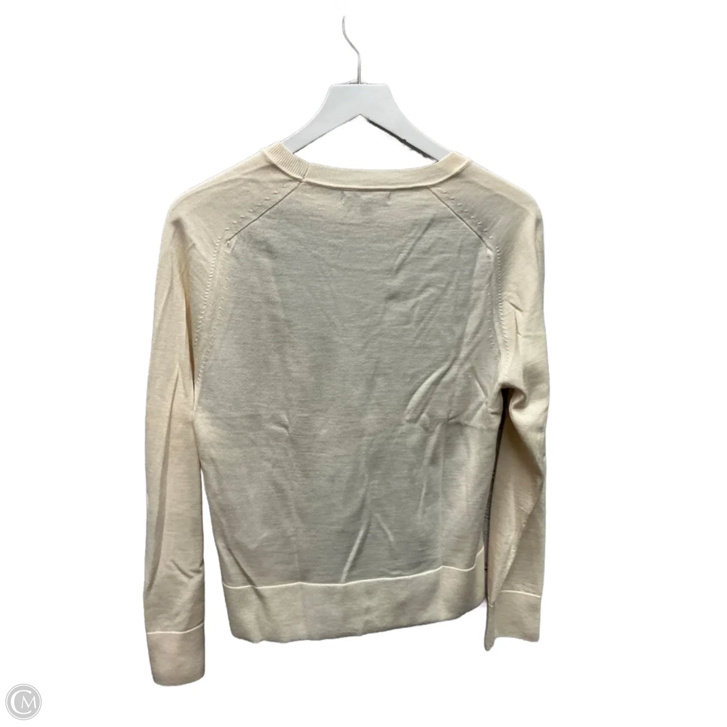 Top Long Sleeve By Banana Republic In Cream & Red, Size: M