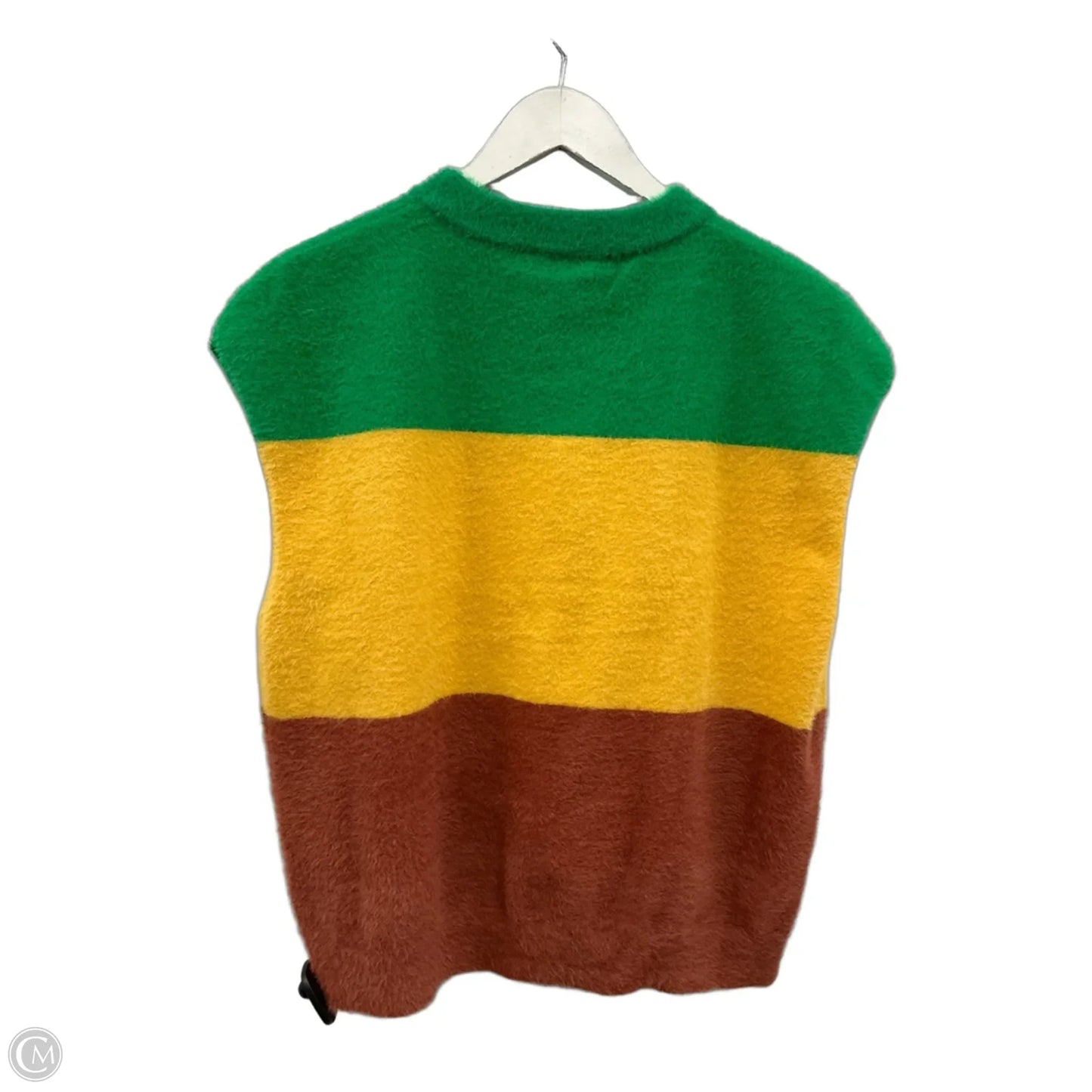 Sweater Short Sleeve By Clothes Mentor In Green & Yellow, Size: M