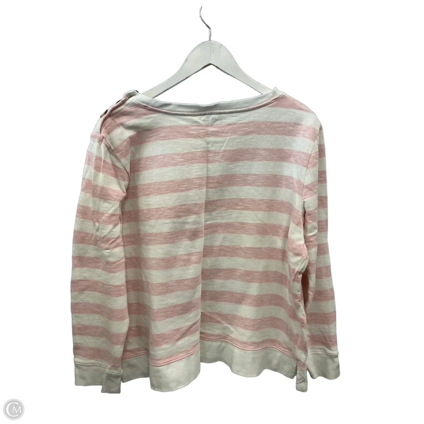 Top Long Sleeve By Talbots In Pink & White, Size: Xl