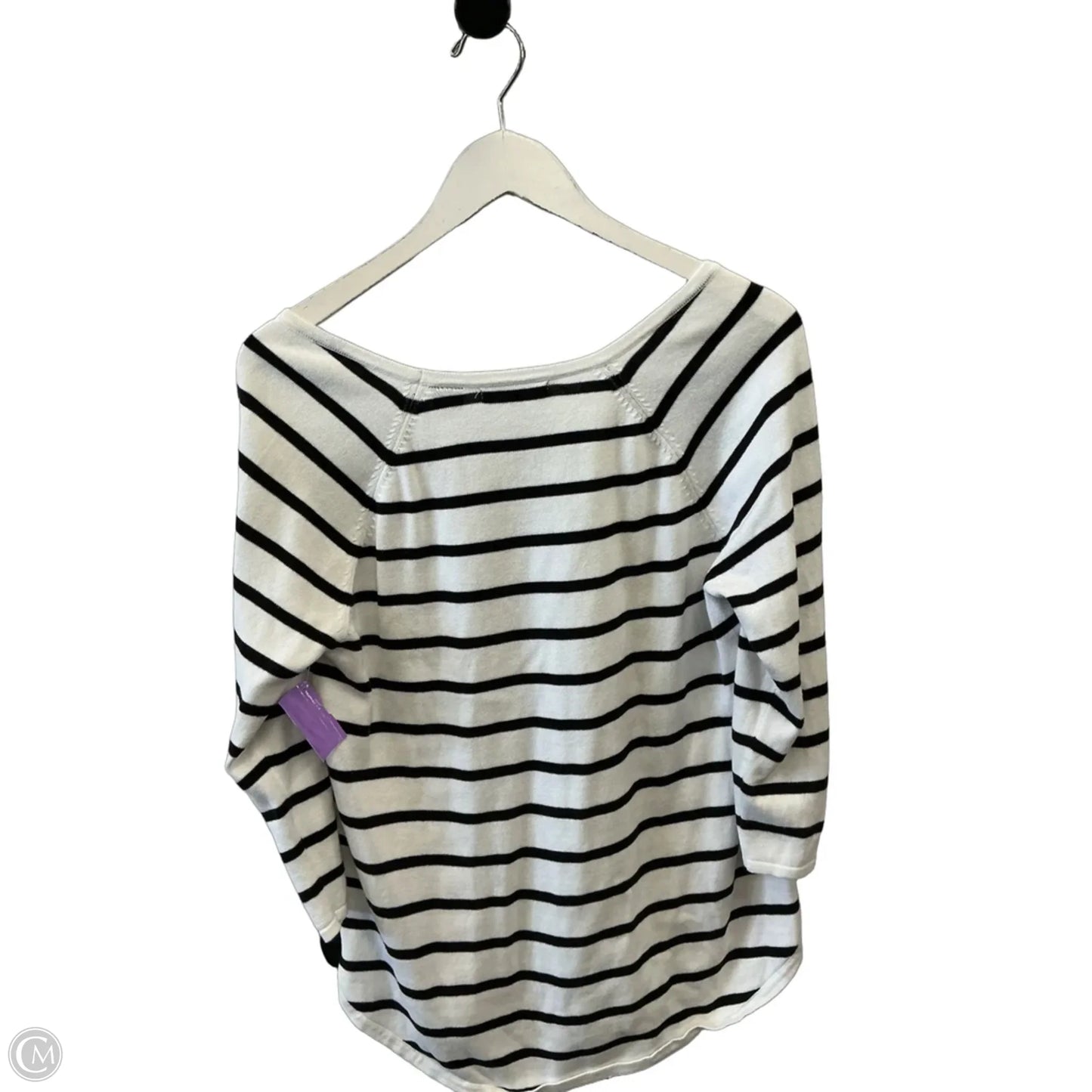 Top 3/4 Sleeve By Jeanne Pierre In Black & White, Size: M
