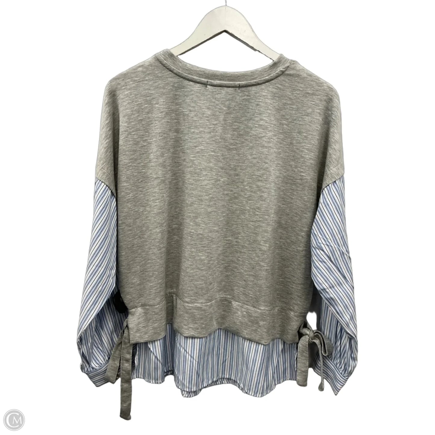 Top Long Sleeve By Adrienne Vittadini In Blue & Grey, Size: L