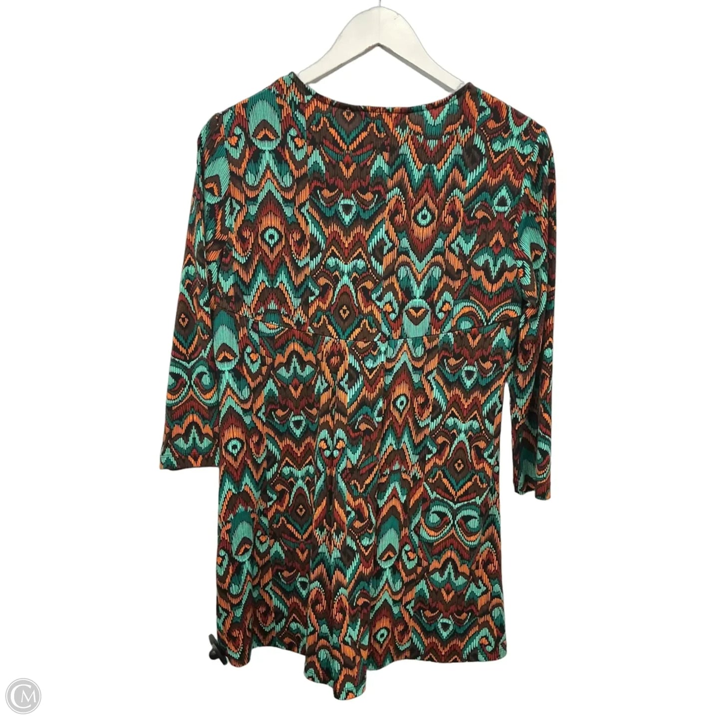 Tunic 3/4 Sleeve By Laura Ashley In Brown & Green, Size: S