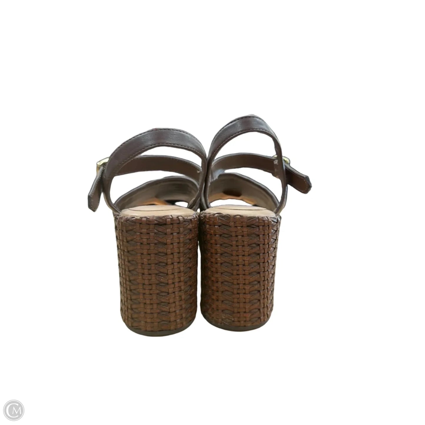 Sandals Heels Wedge By Time And Tru In Brown, Size: 8