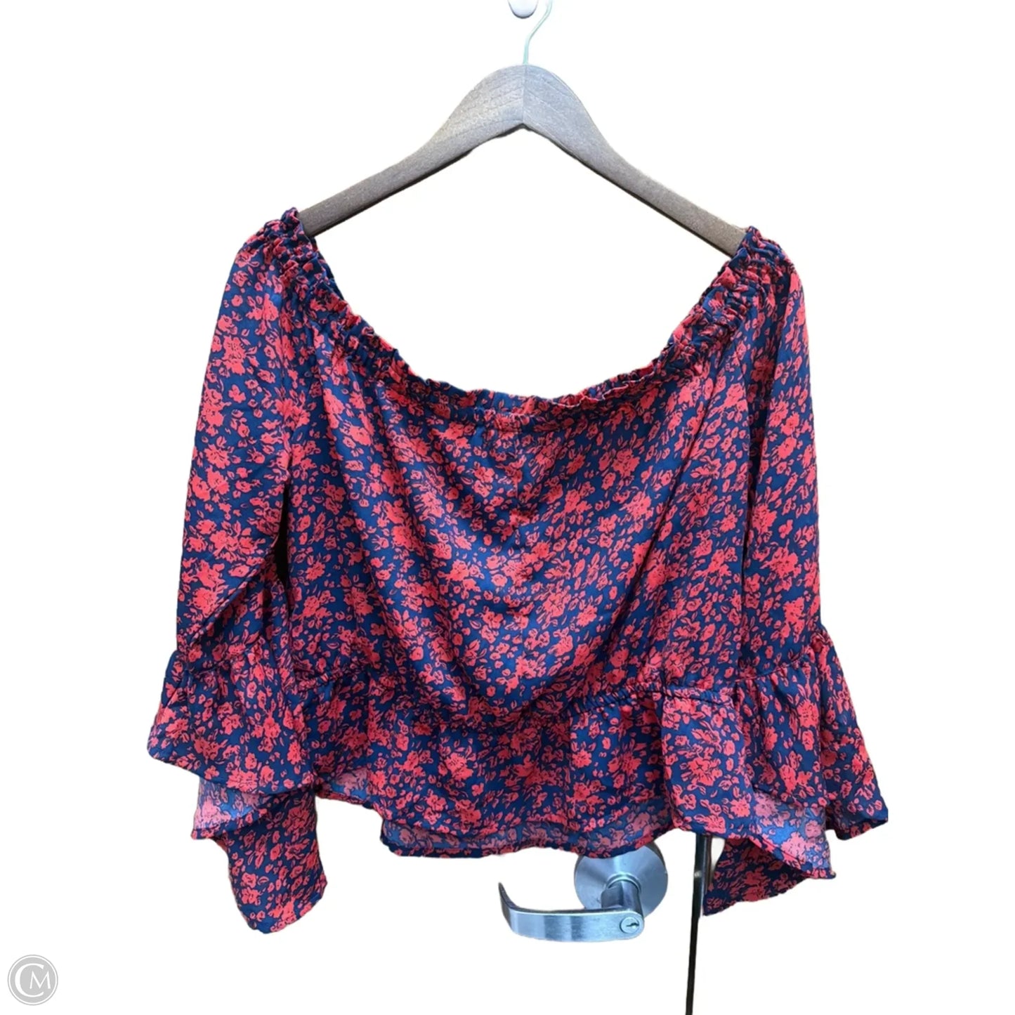 Top Long Sleeve By Express In Blue & Red, Size: L