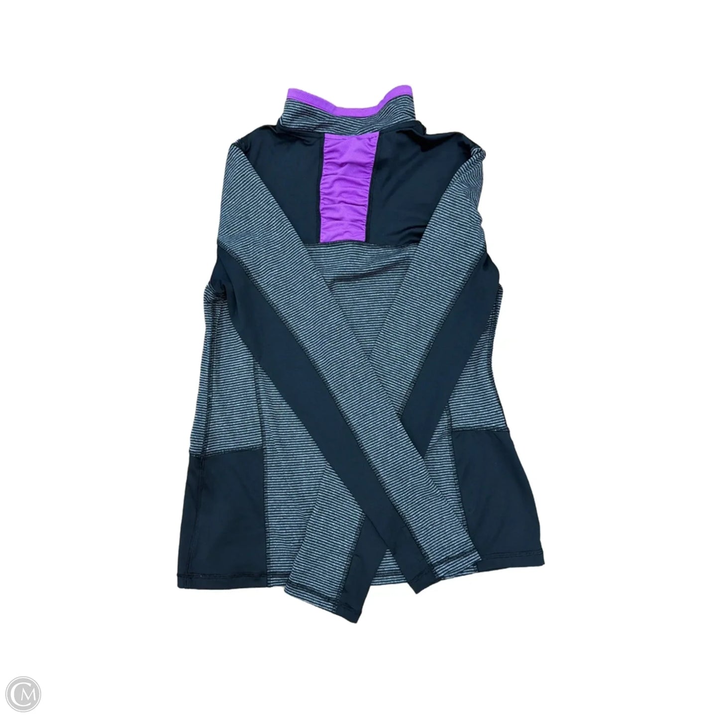 Athletic Top Long Sleeve Collar By Rbx In Striped Pattern, Size: M