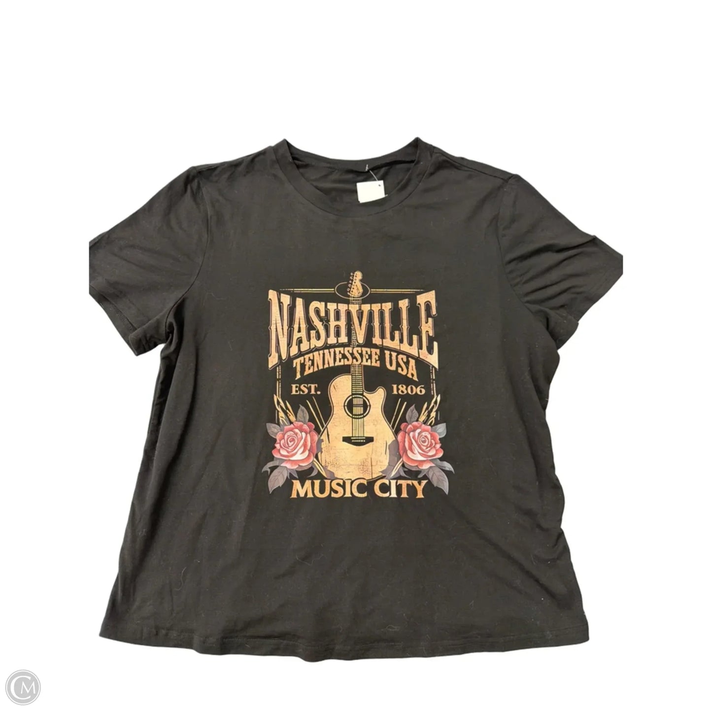 Top Short Sleeve By Clothes Mentor In Black, Size: L
