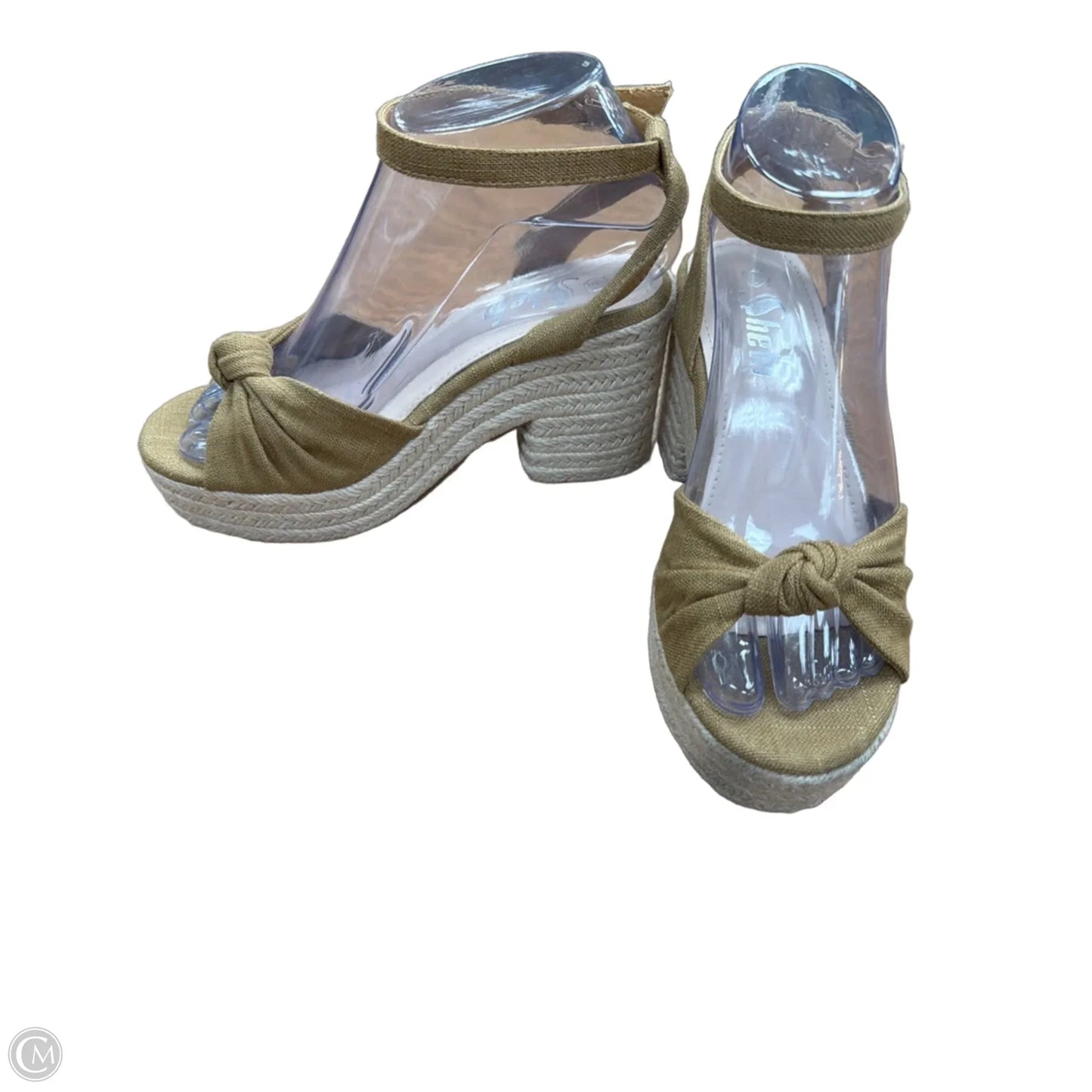 Sandals Heels Block By Shein In Tan, Size: 6
