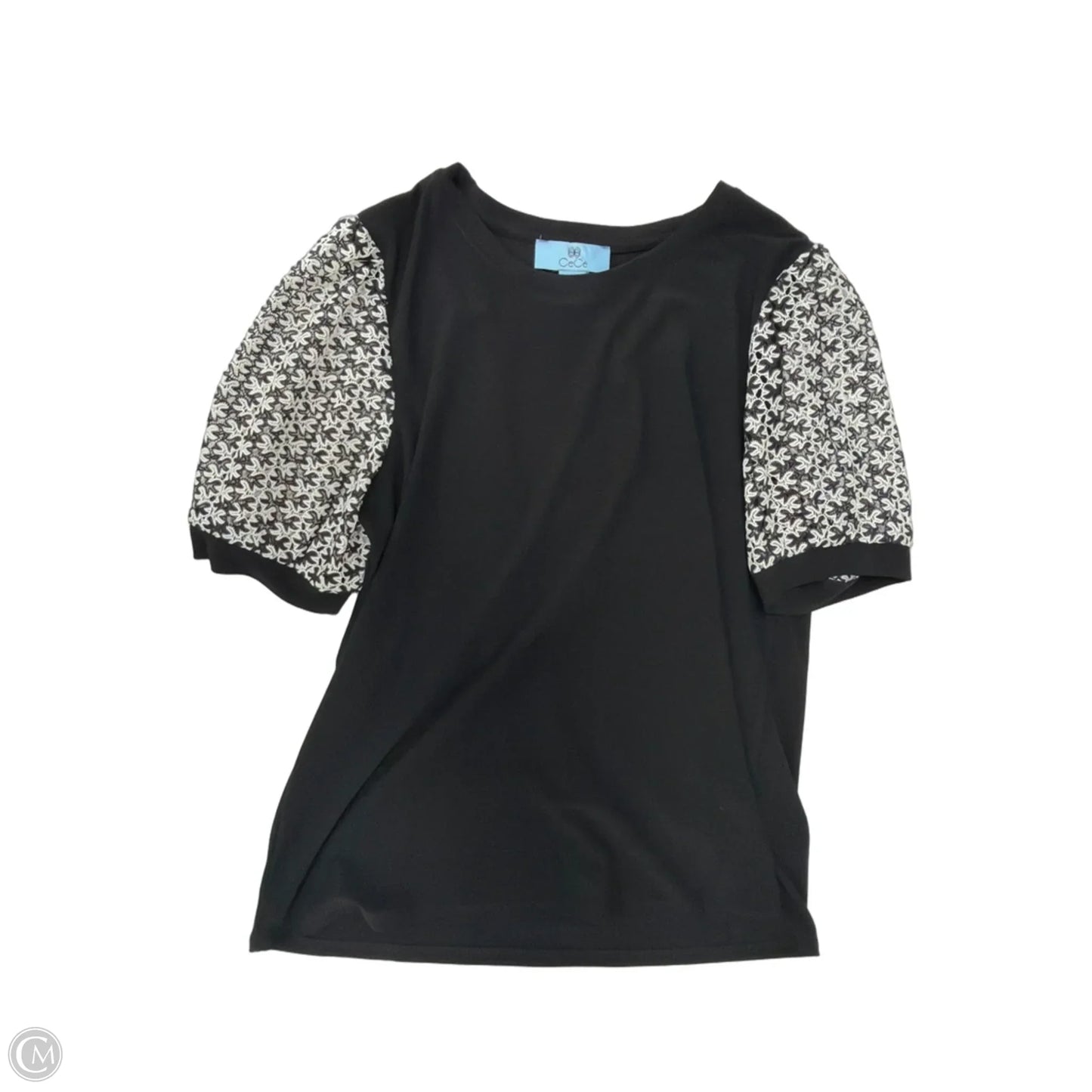 Top Short Sleeve By Cece In Black & White, Size: M