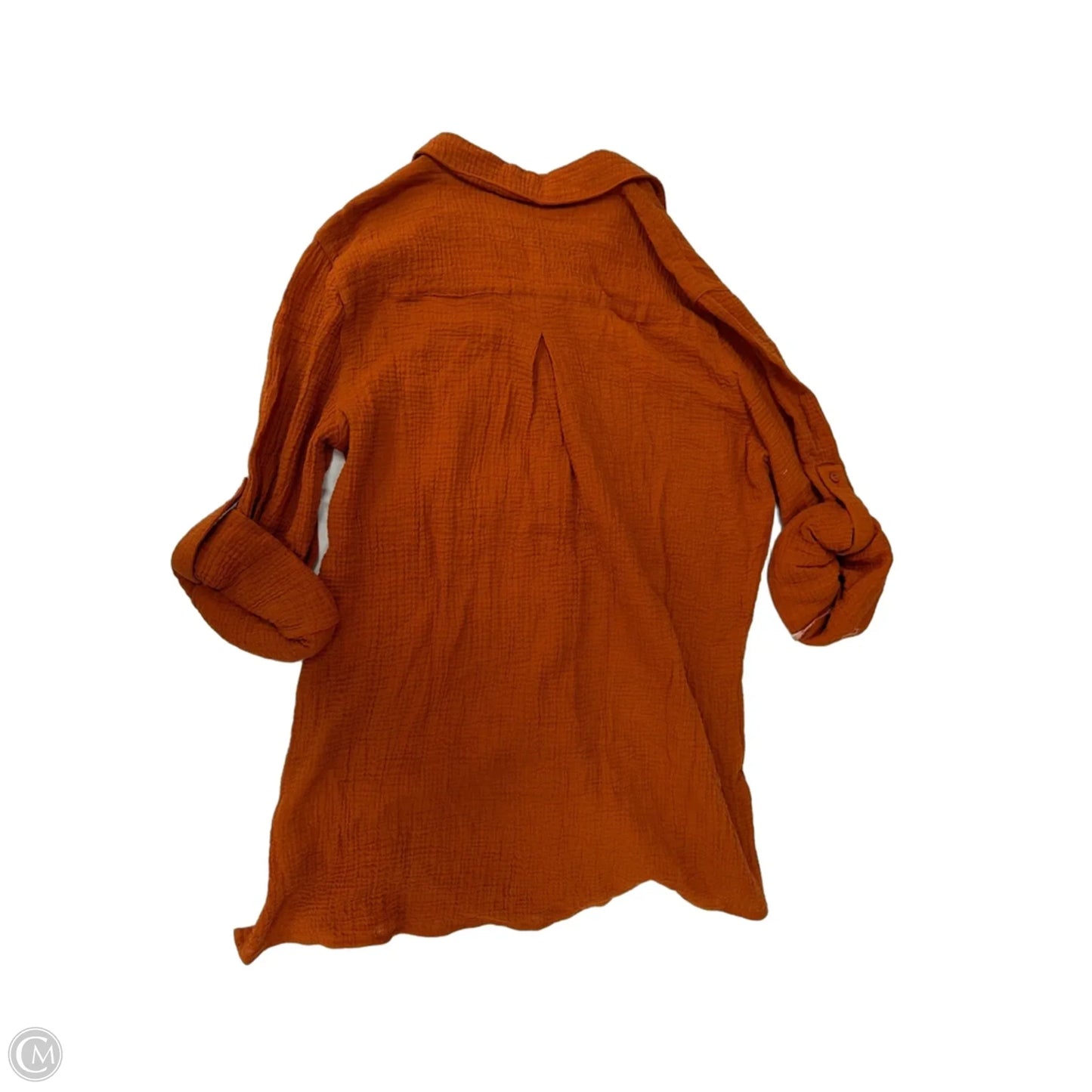 Top Long Sleeve By Calvin Klein In Orange, Size: S