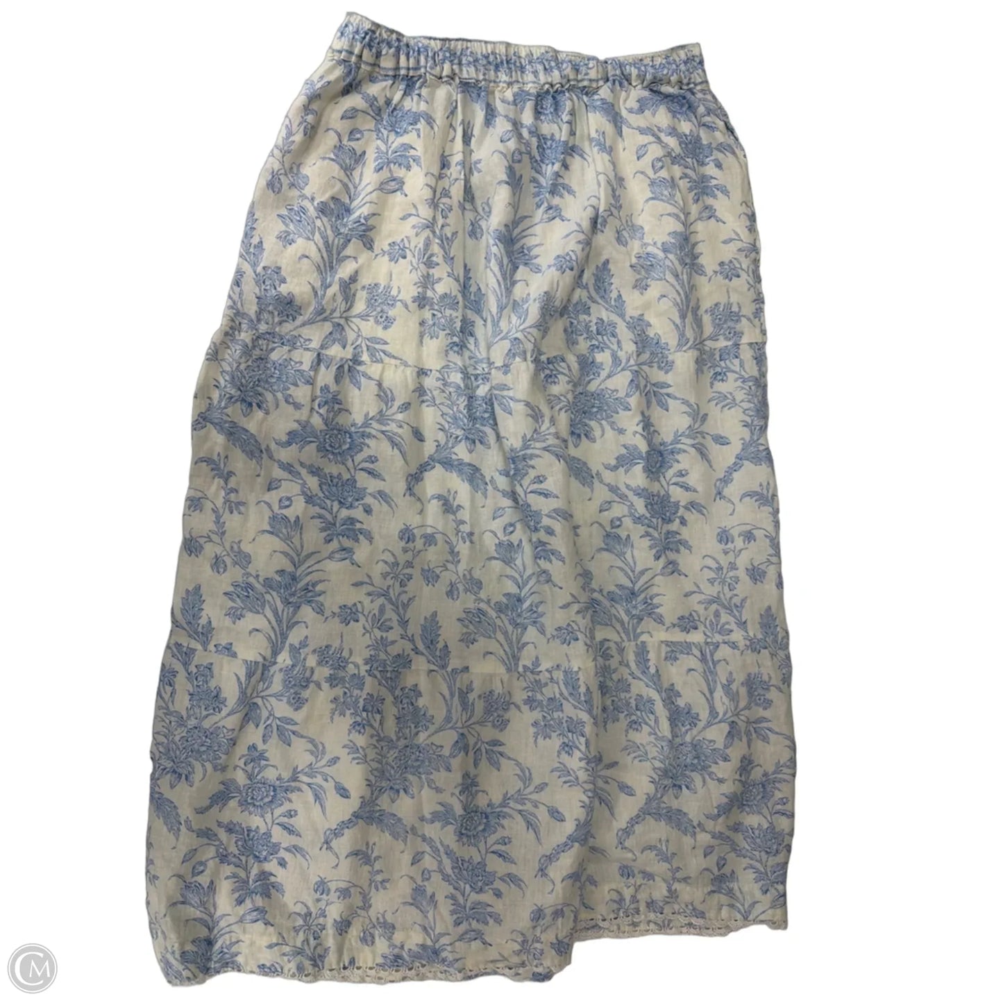 Skirt Maxi By Laura Ashley In Blue & White, Size: M