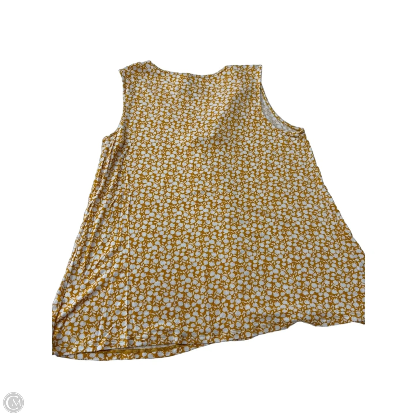 Top Sleeveless By Croft And Barrow In White & Yellow, Size: M