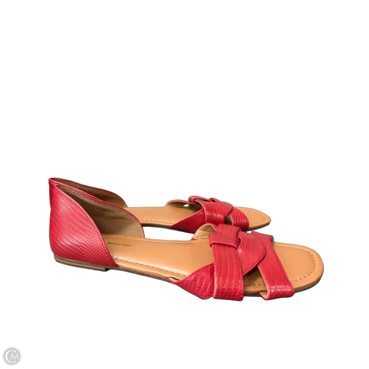 Sandals Flats By Time And Tru In Red, Size: 9