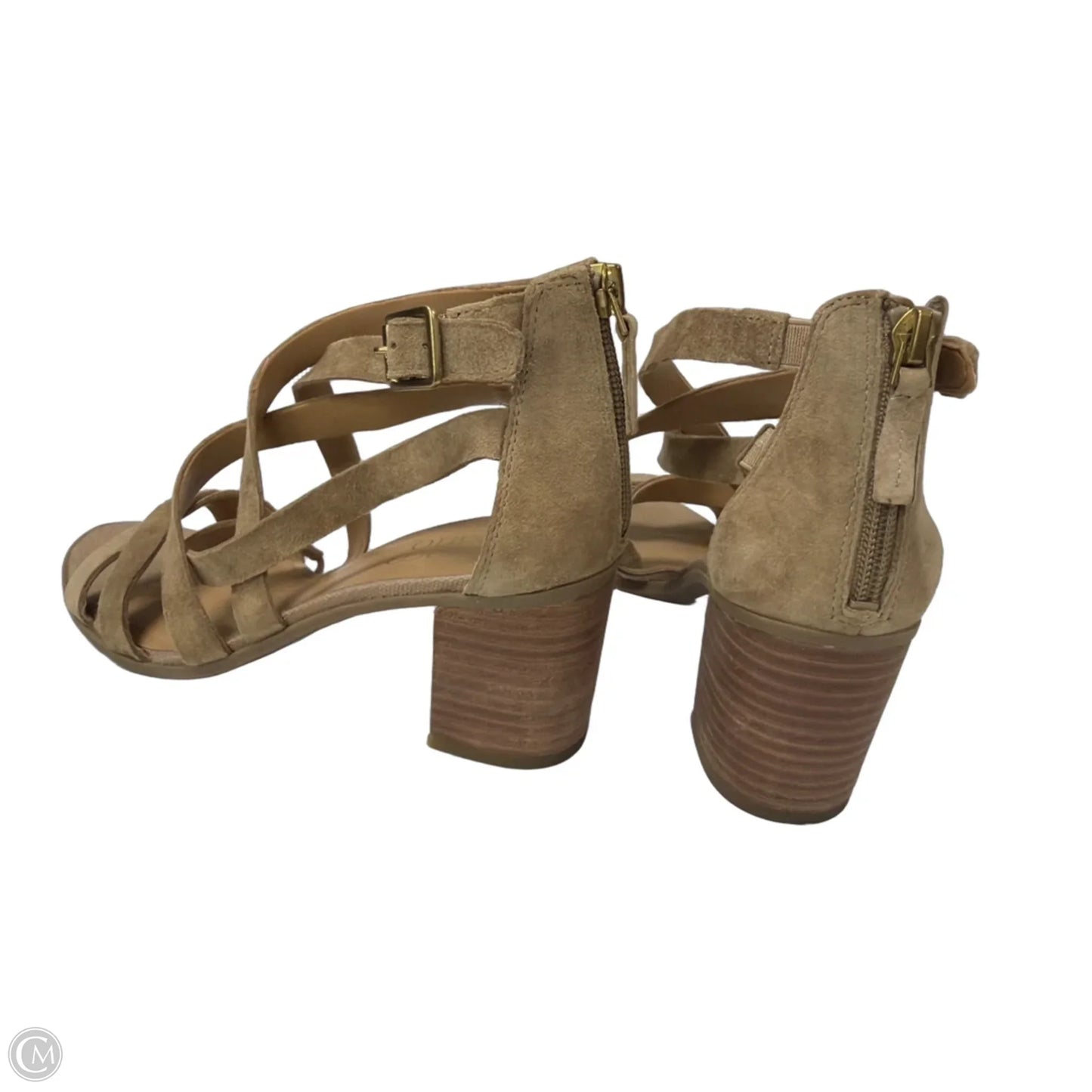 Sandals Heels Block By Franco Sarto In Tan, Size: 7.5