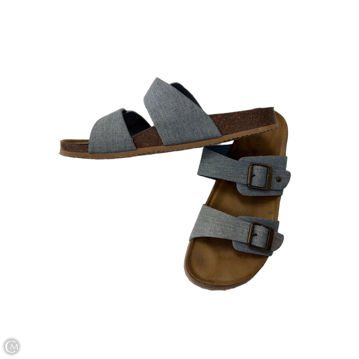 Sandals Flats By Falls Creek In Blue Denim, Size: 8