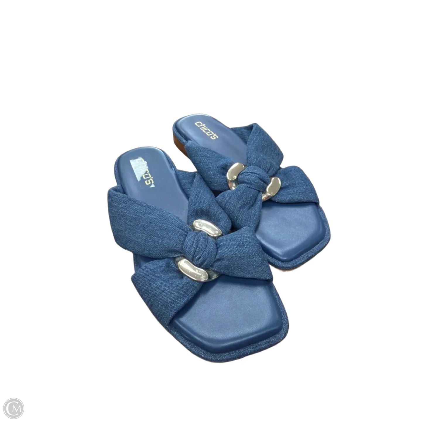 Sandals Flats By Chicos In Blue Denim, Size: 8.5