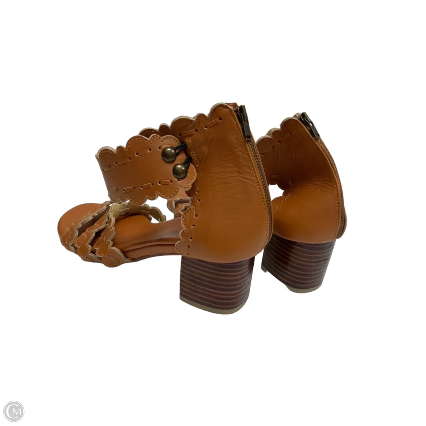 Sandals Heels Block By ELF In Brown, Size: 8