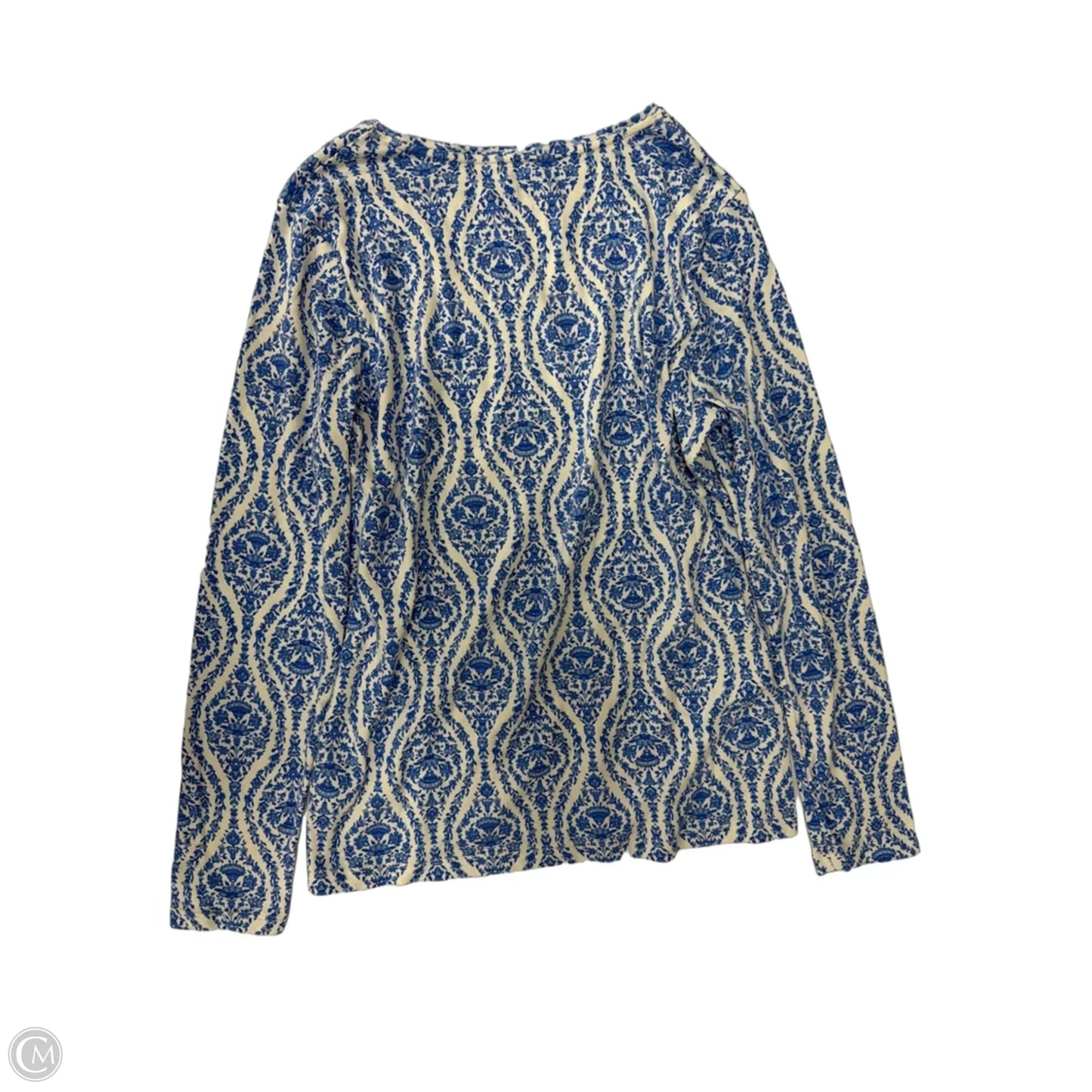 Top Long Sleeve By Croft And Barrow In Blue & White, Size: M