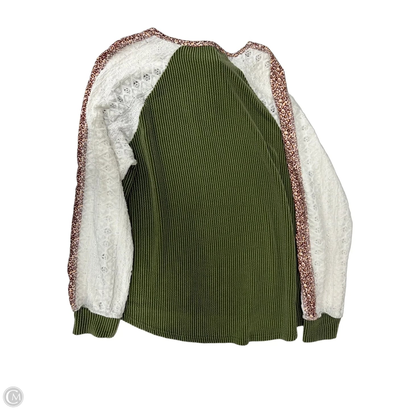 Top Long Sleeve By Cmf In Green & White, Size: M