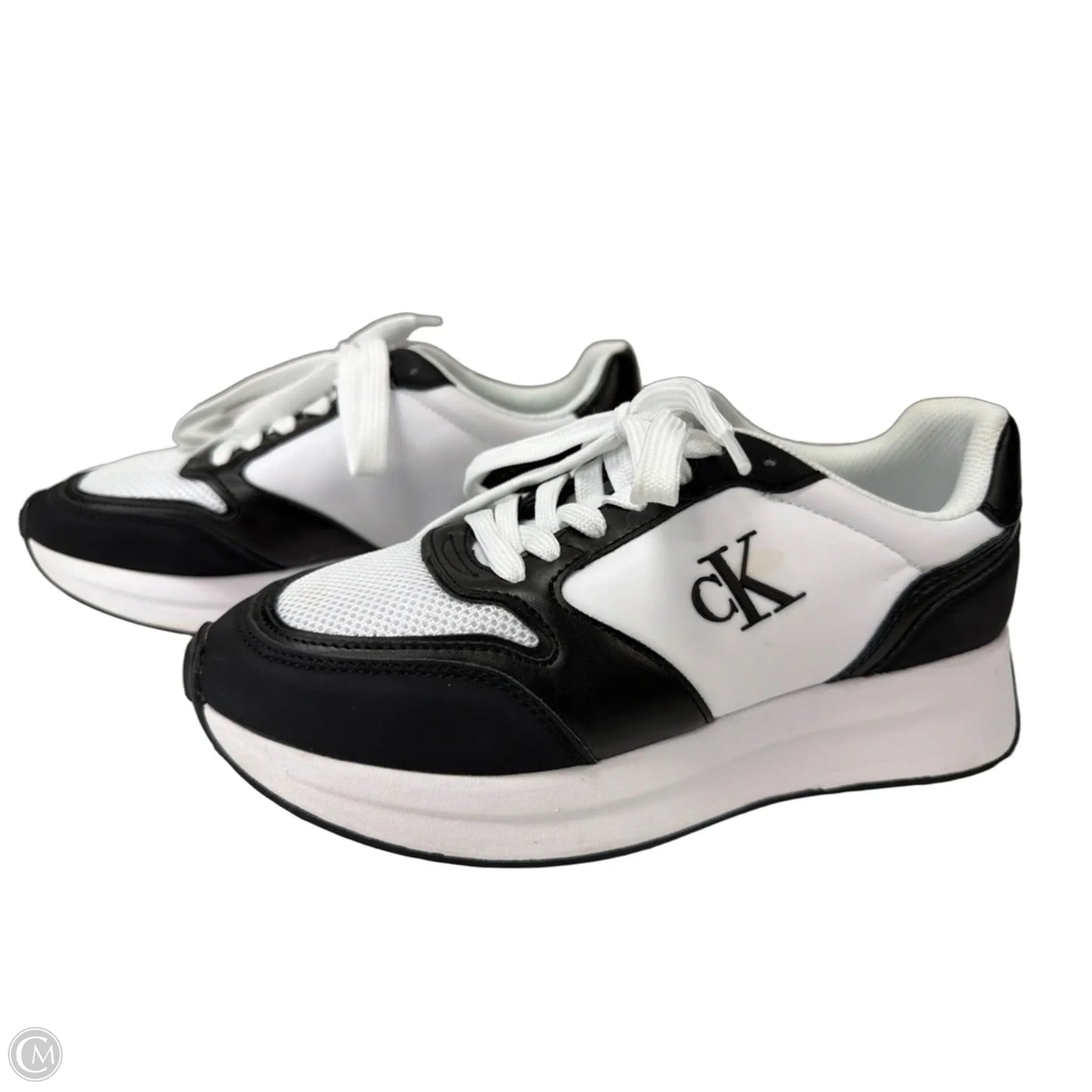 Shoes Sneakers By Calvin Klein In Black & White, Size: 8
