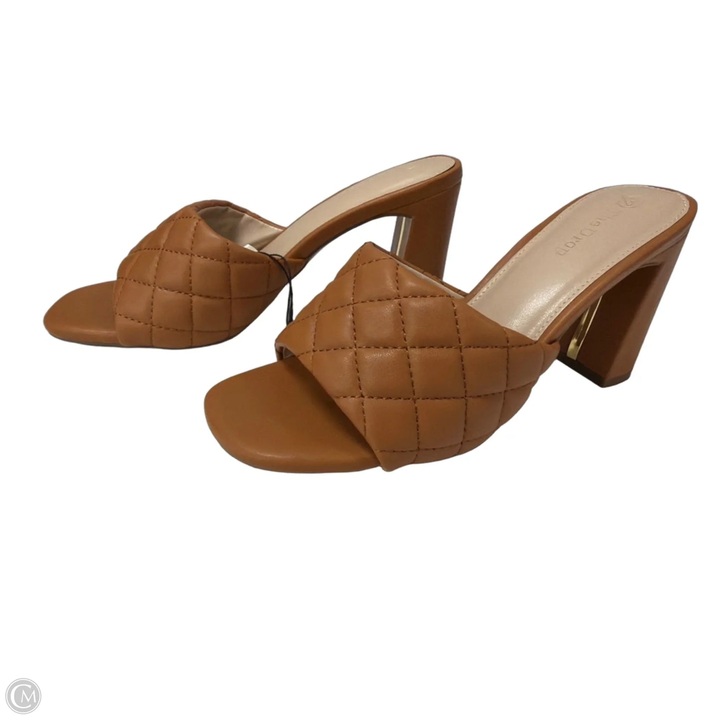 Sandals Heels Block By The Drop In Bronze, Size: 7