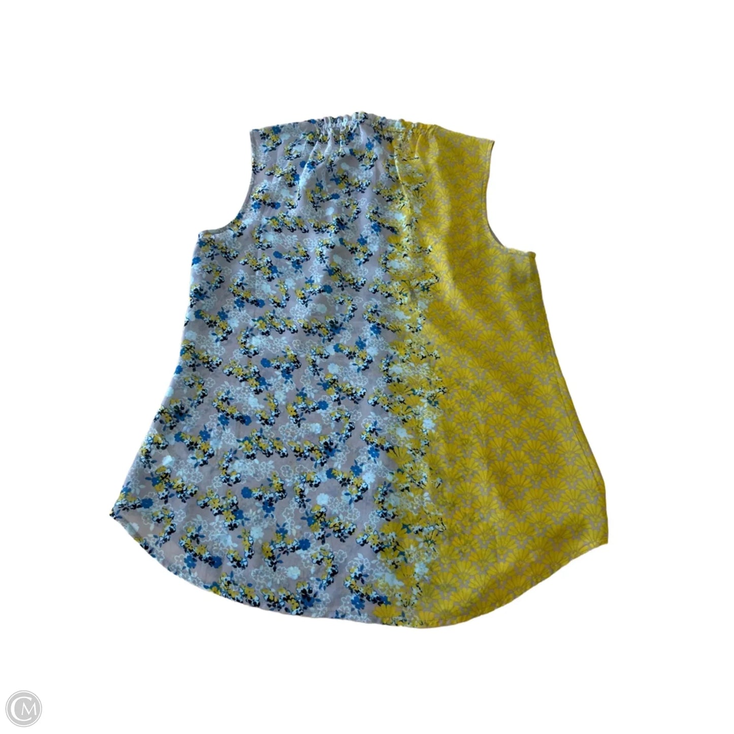 Top Sleeveless By Cabi In Blue & Yellow, Size: S