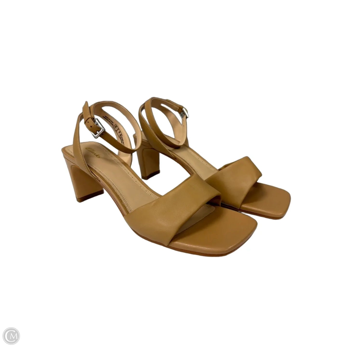Sandals Heels Block By Clarks In Tan, Size: 9