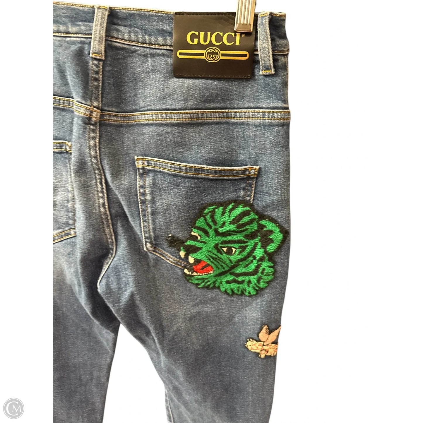 Jeans Luxury Designer By Gucci In Blue, Size: 4