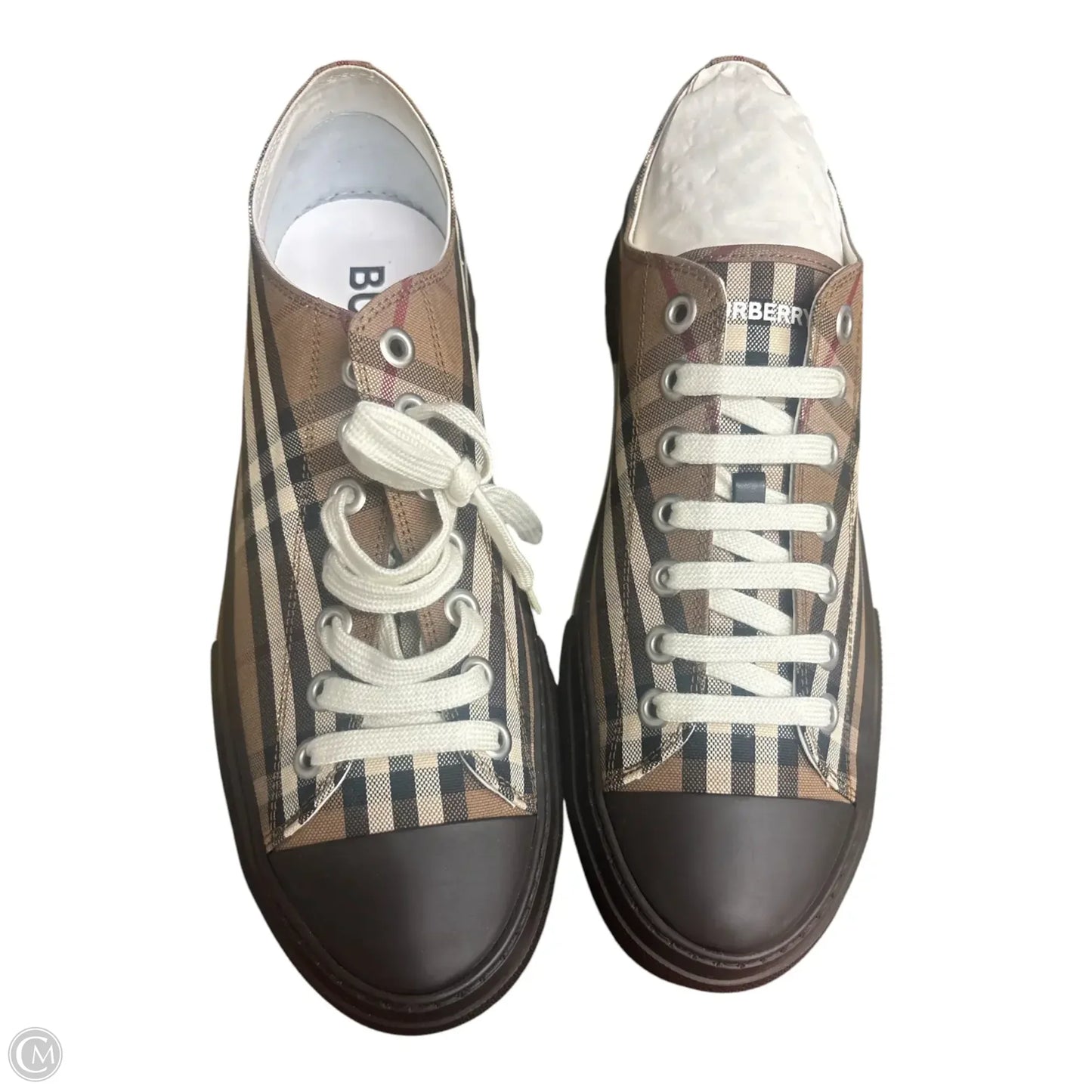Shoes Luxury Designer By Burberry In Plaid Pattern, Size: 12.5 Mens 45.5