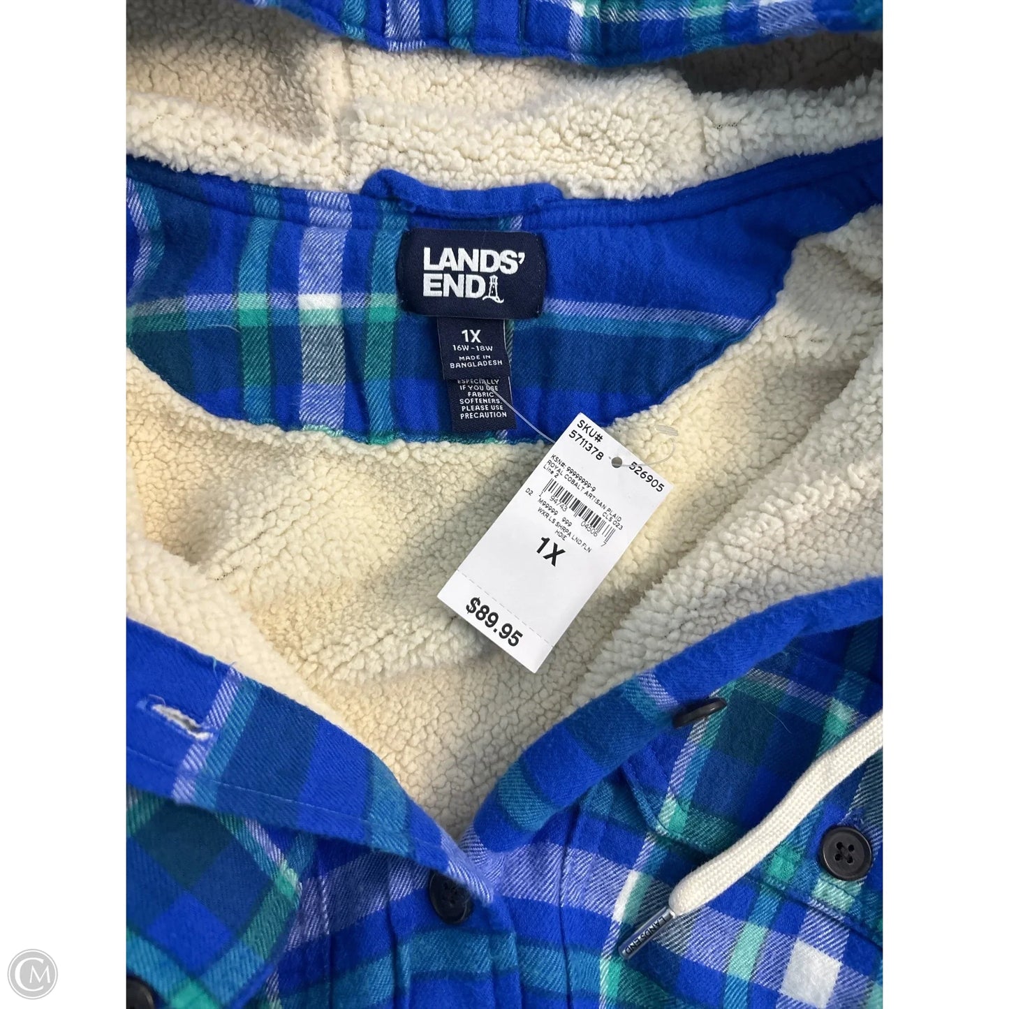 Jacket Shirt By Lands End In Blue, Size: 1x