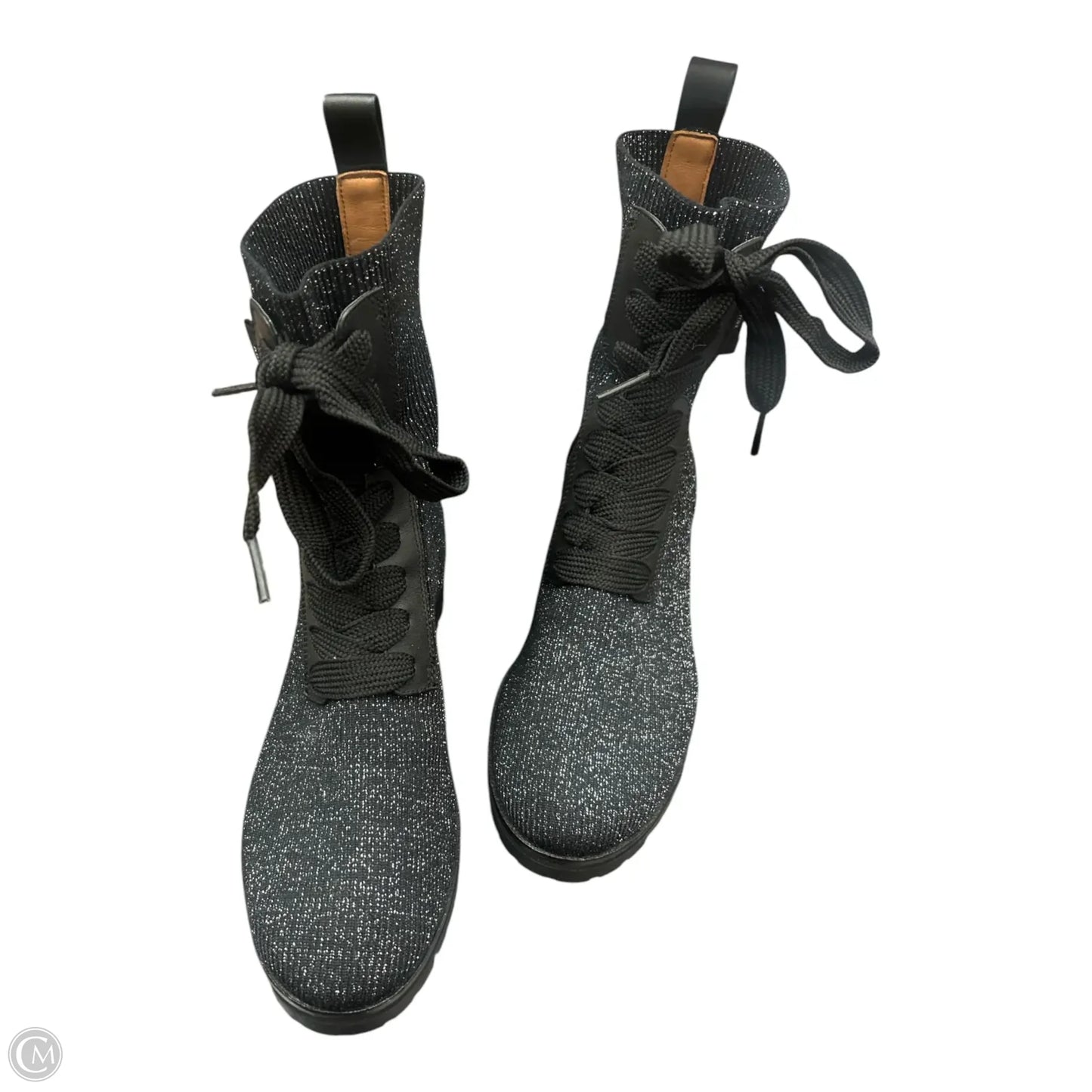 Boots Designer By Kate Spade In Black & Silver, Size: 7.5