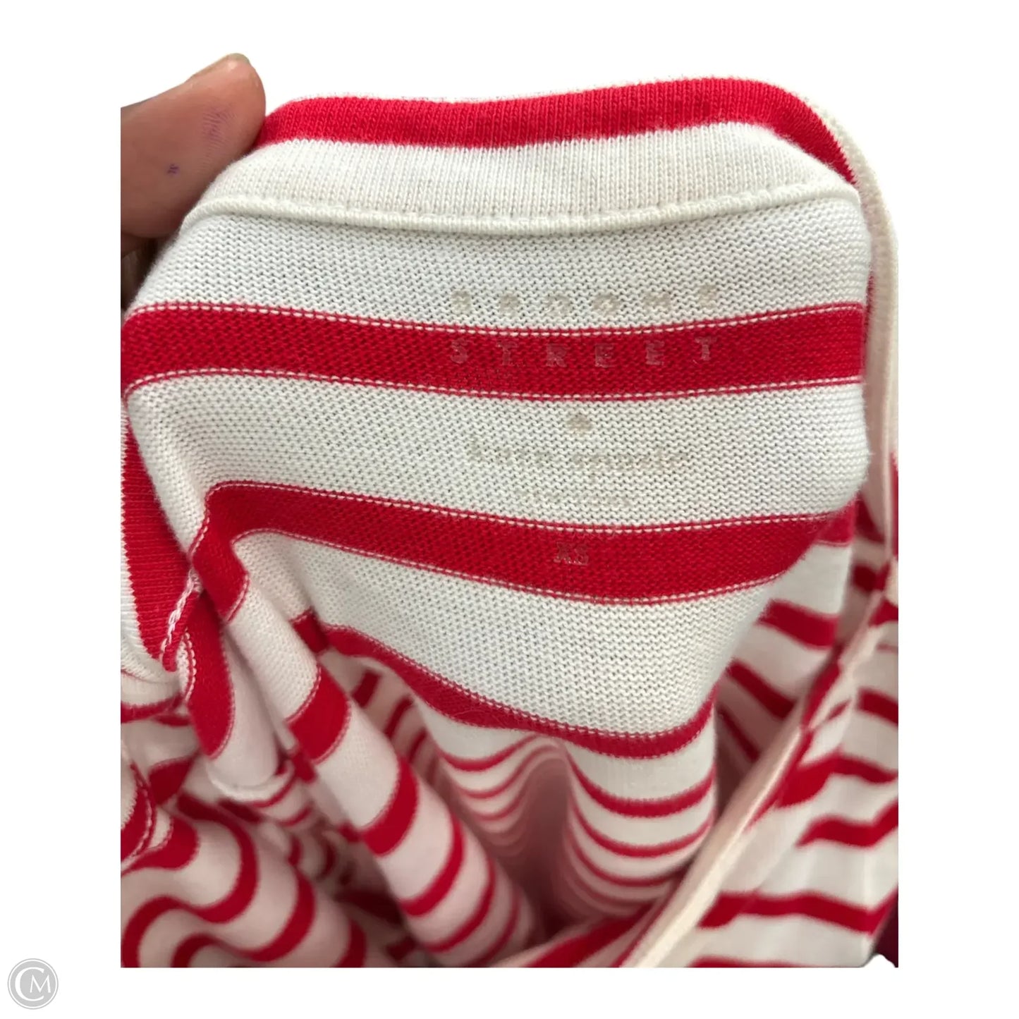 Top Long Sleeve Designer By Kate Spade In Red & White, Size: Xs