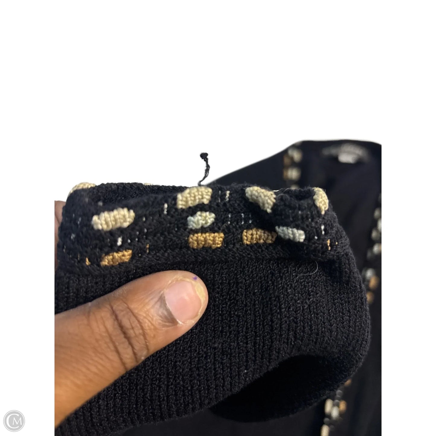 Sweater Cardigan Luxury Designer By St John Collection In Black & Tan, Size: 10