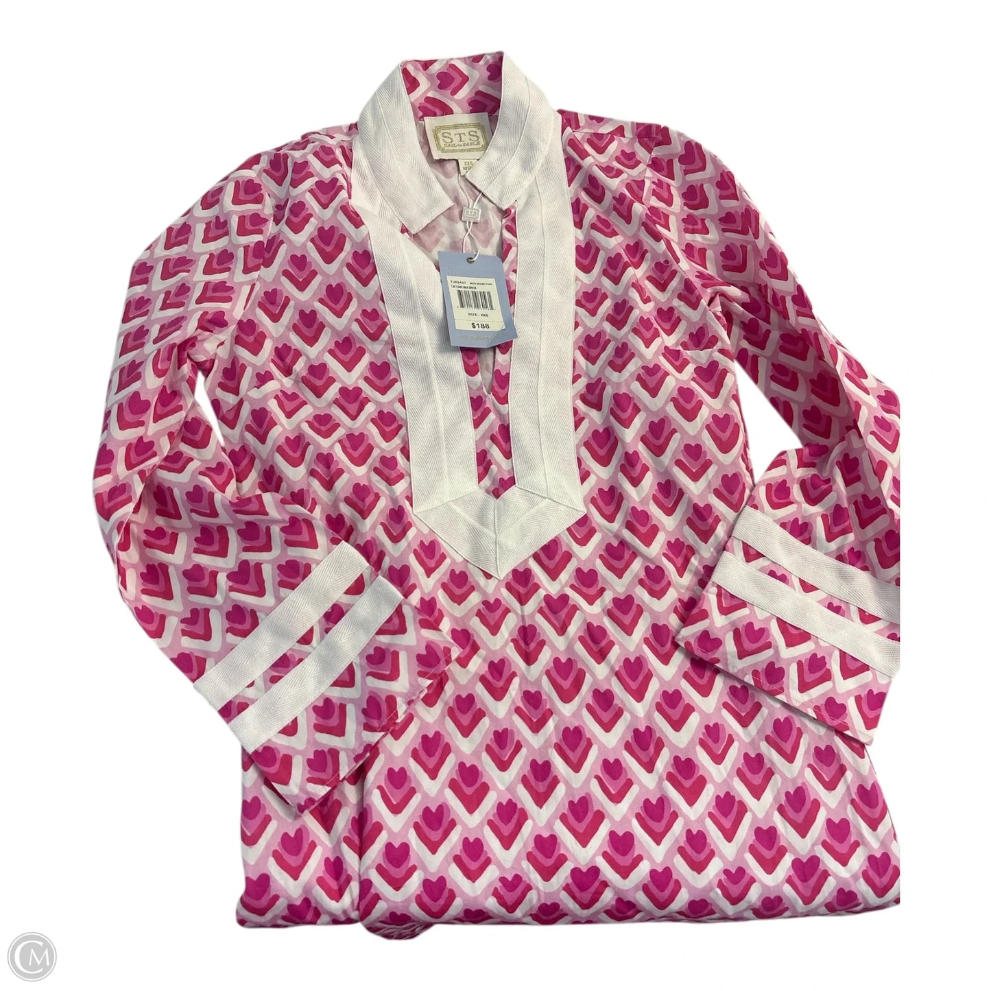 Dress Casual Midi By Clothes Mentor In Pink & White, Size: Xxs